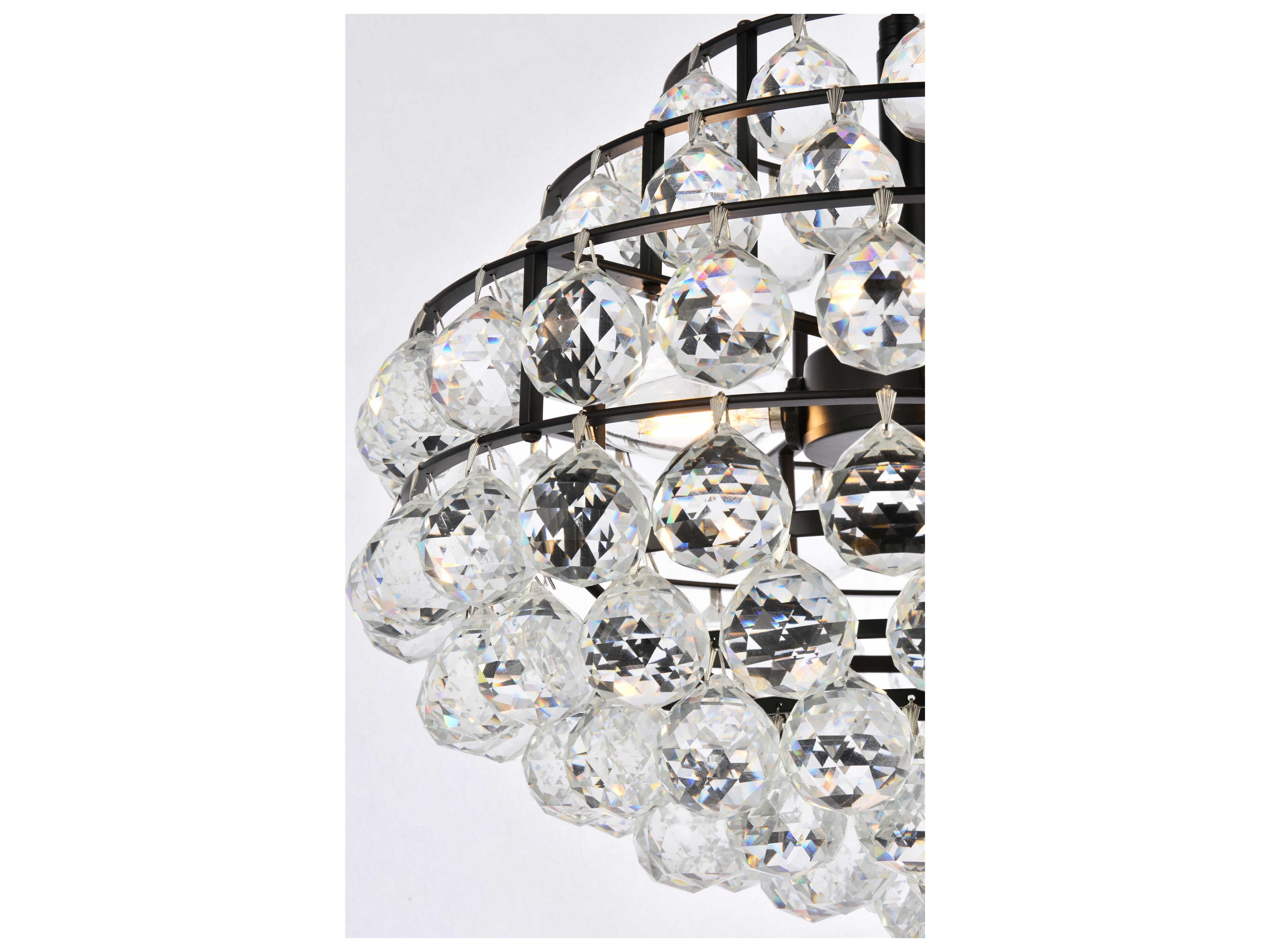 Elegant Lighting Savannah 3-Light Black Crystal Pendant