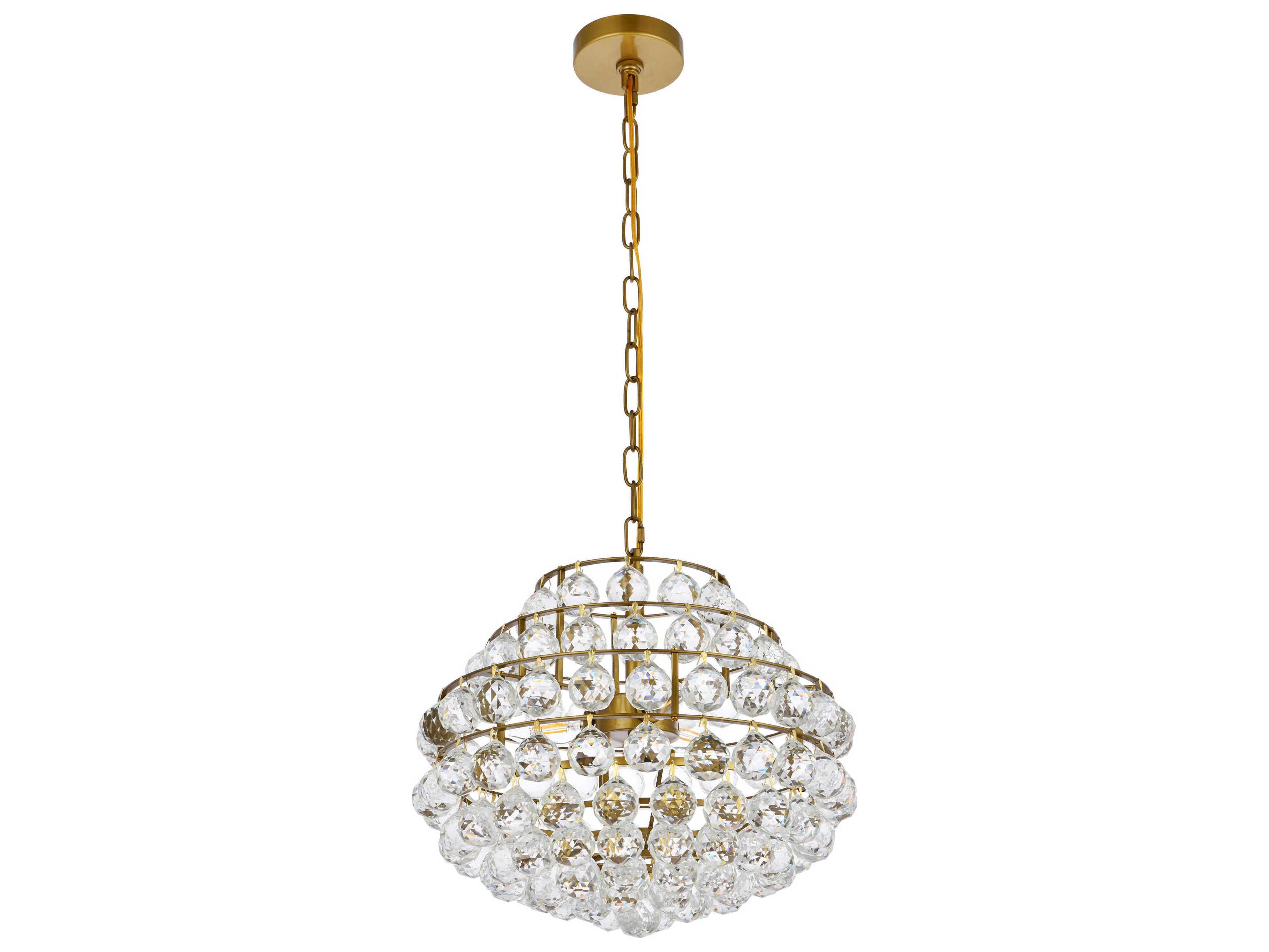 Elegant Lighting Savannah 3-Light Brass Crystal Pendant