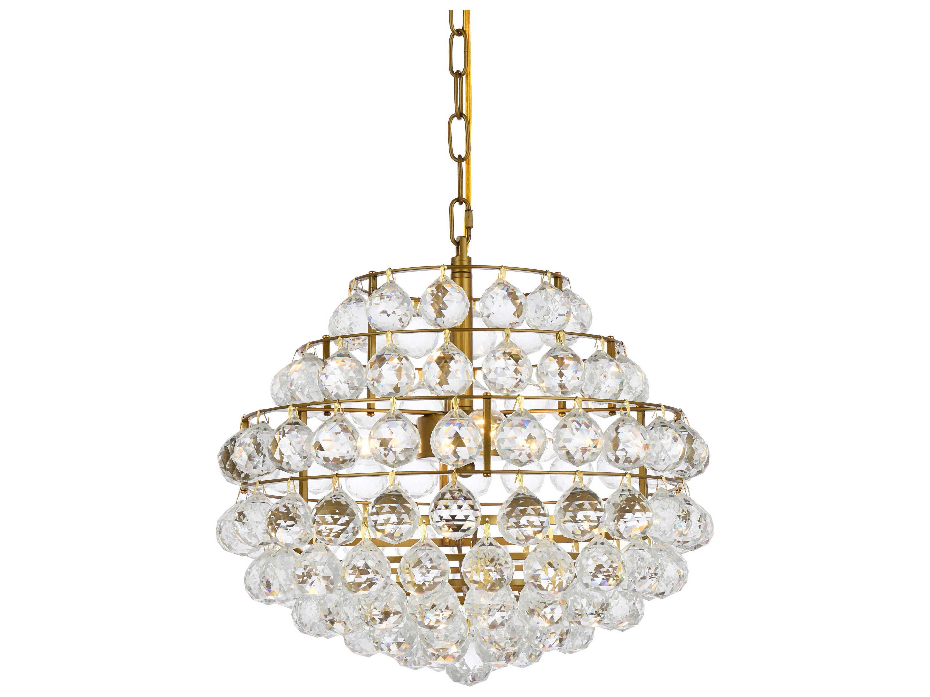 Elegant Lighting Savannah 3-Light Brass Crystal Pendant