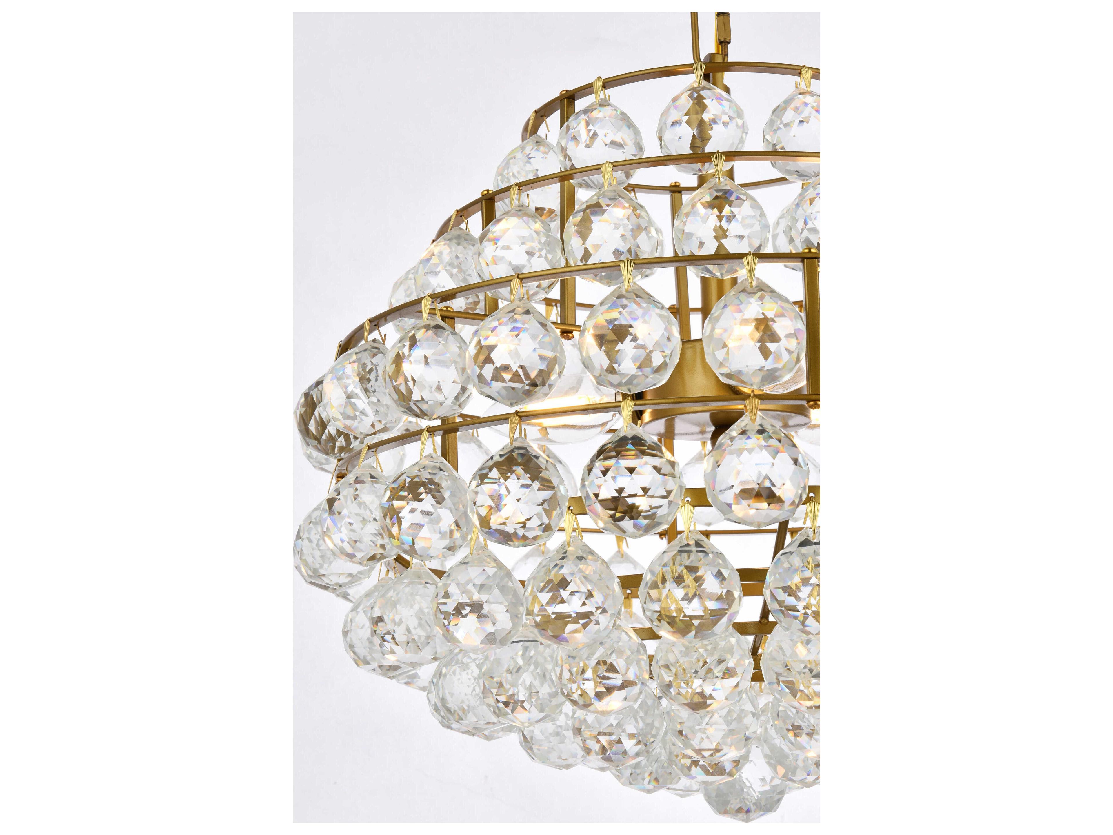 Elegant Lighting Savannah 3-Light Brass Crystal Pendant