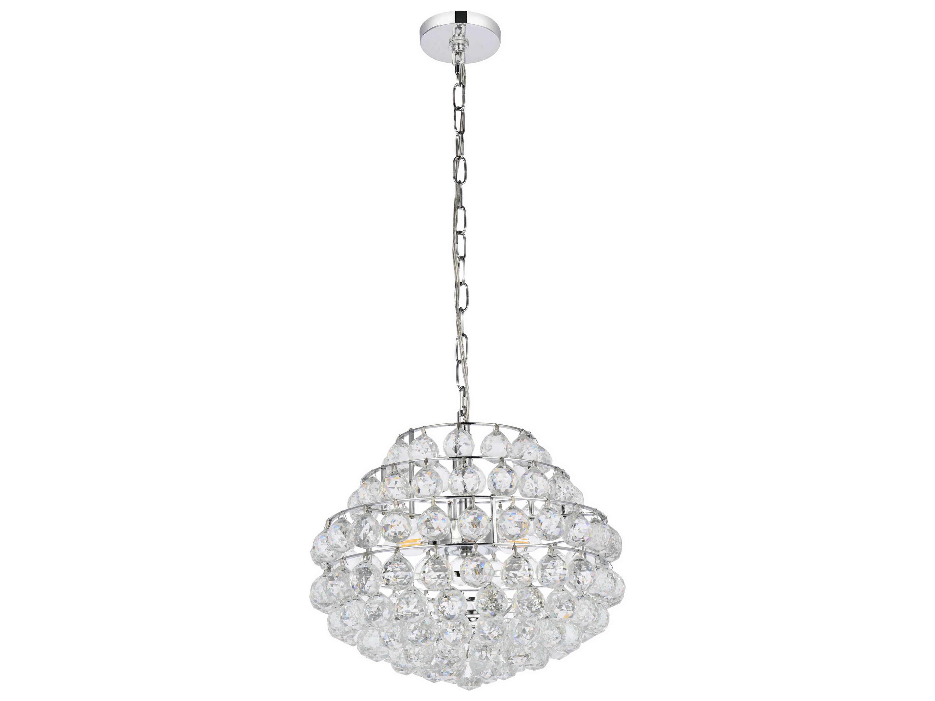 Elegant Lighting Savannah 3-Light Chrome Crystal Pendant