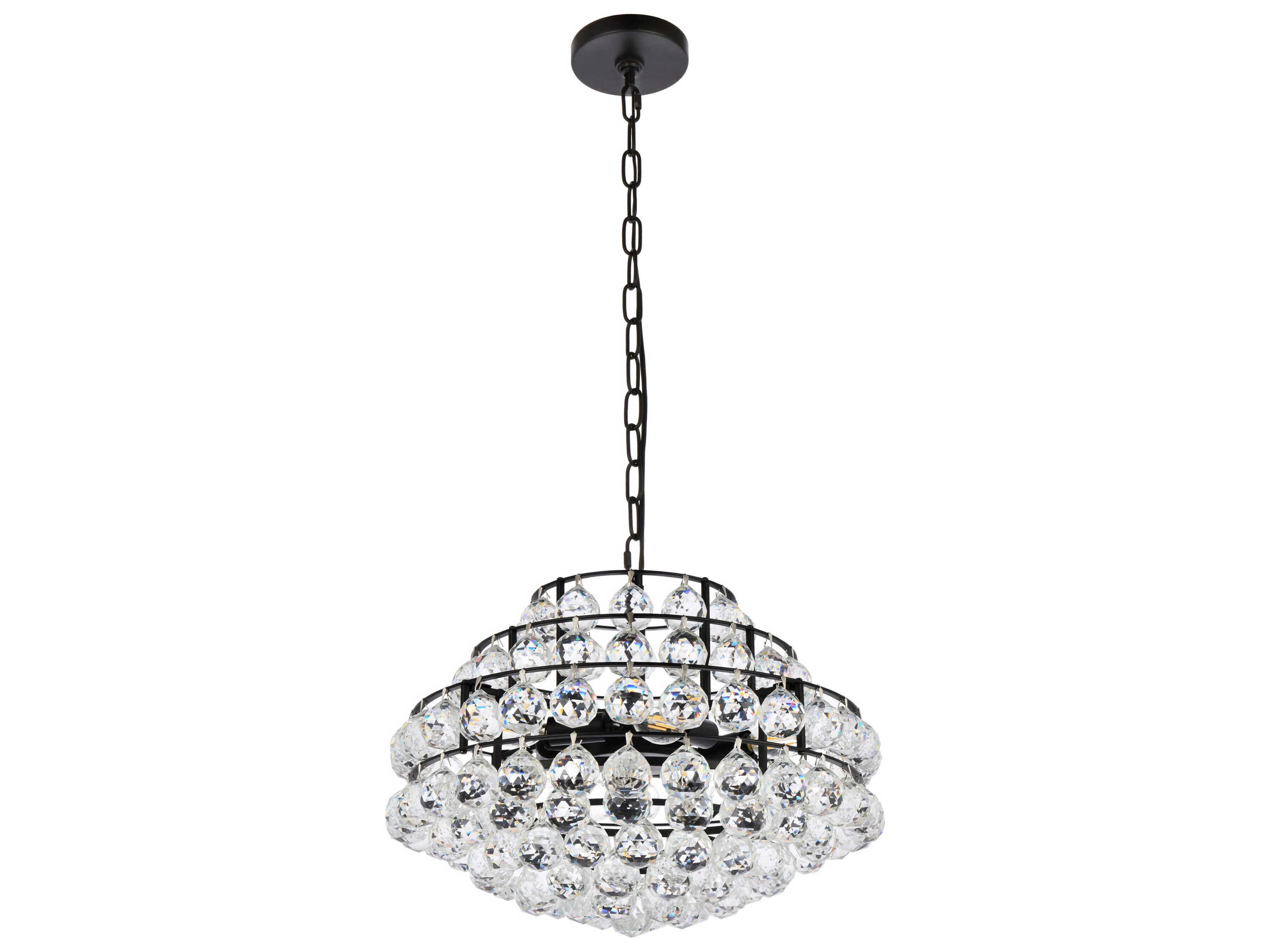 Elegant Lighting Savannah 5-Light Black Crystal Pendant