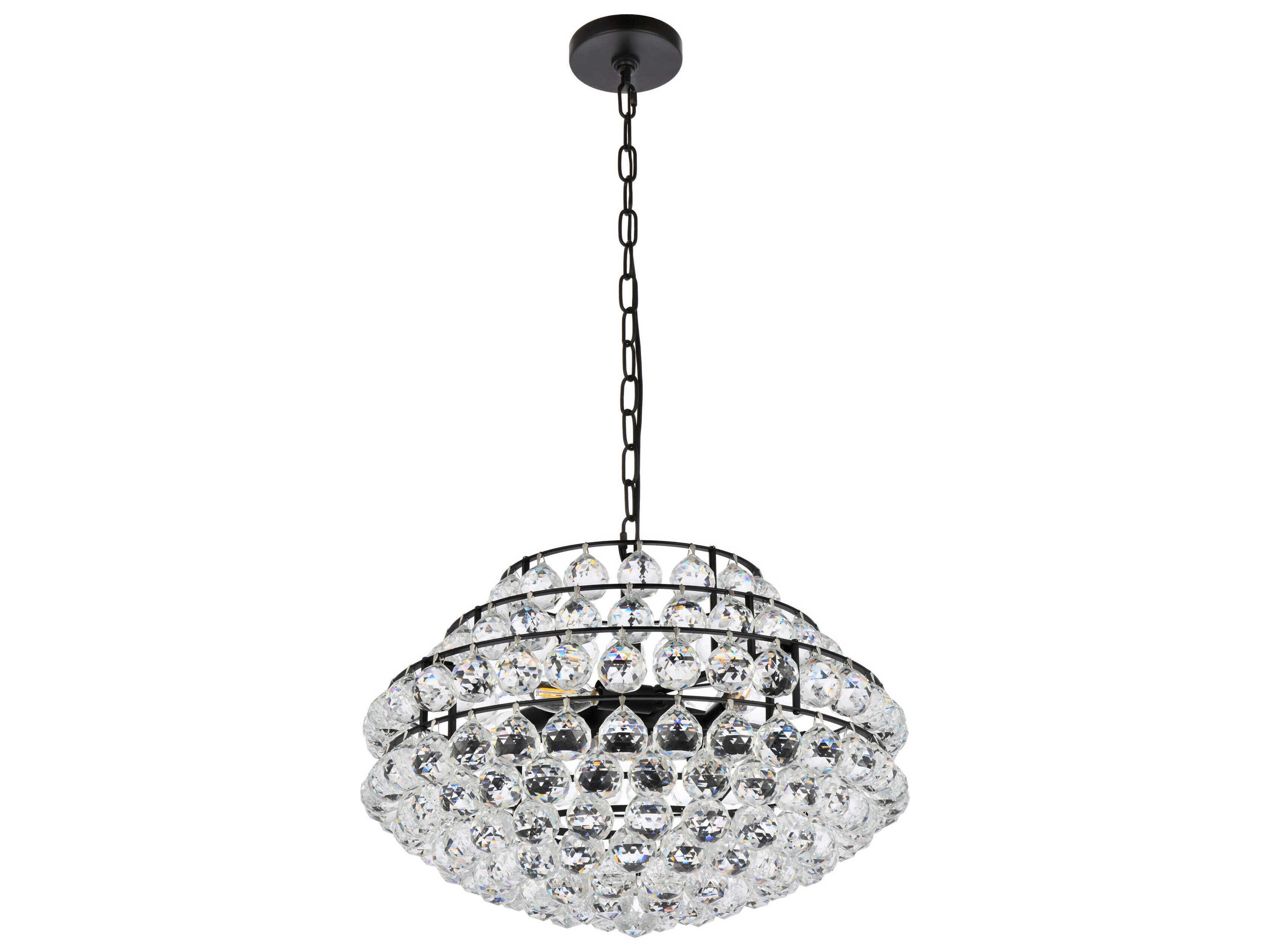 Elegant Lighting Savannah 5-Light Black Crystal Pendant