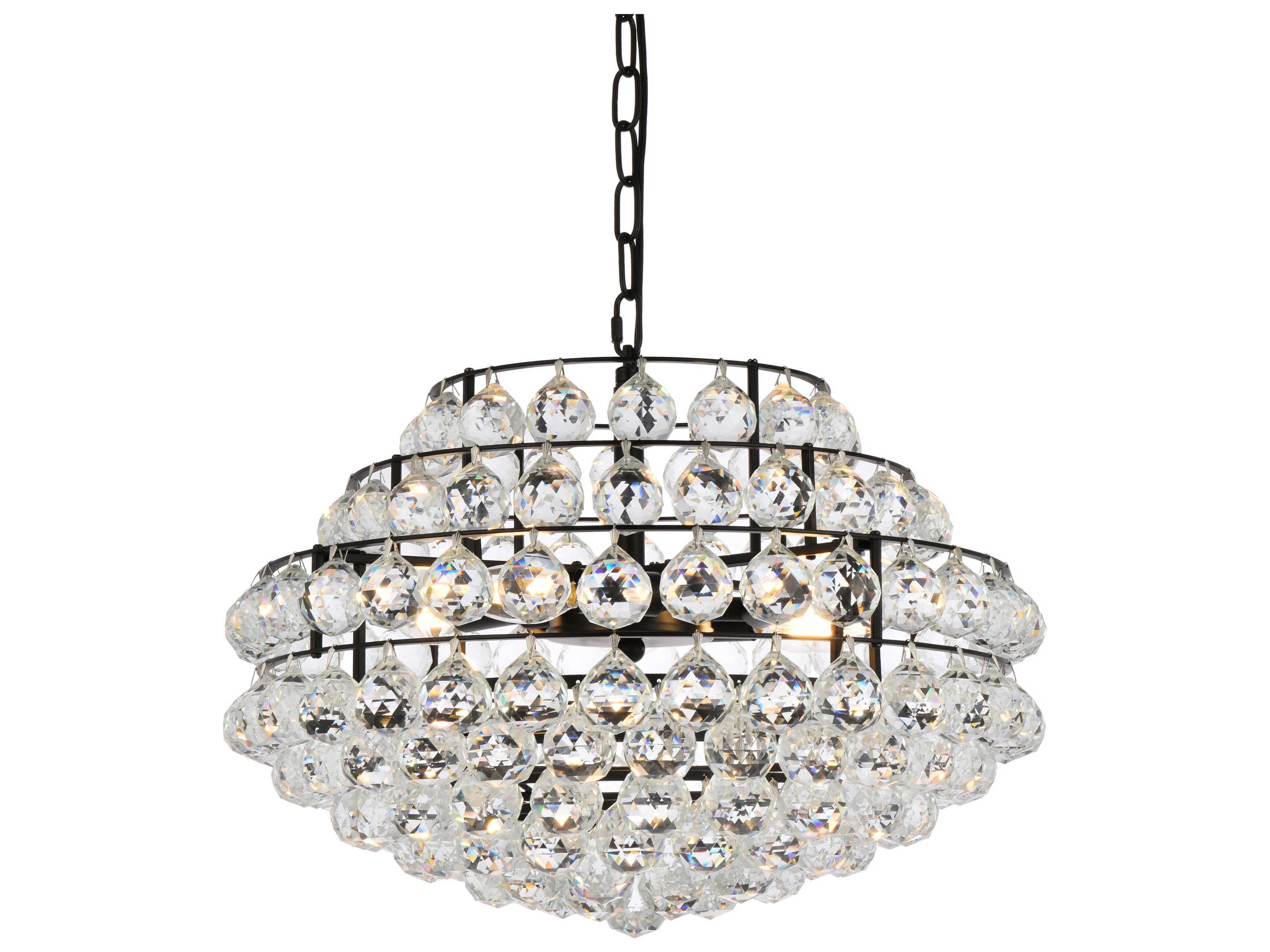 Elegant Lighting Savannah 5-Light Black Crystal Pendant