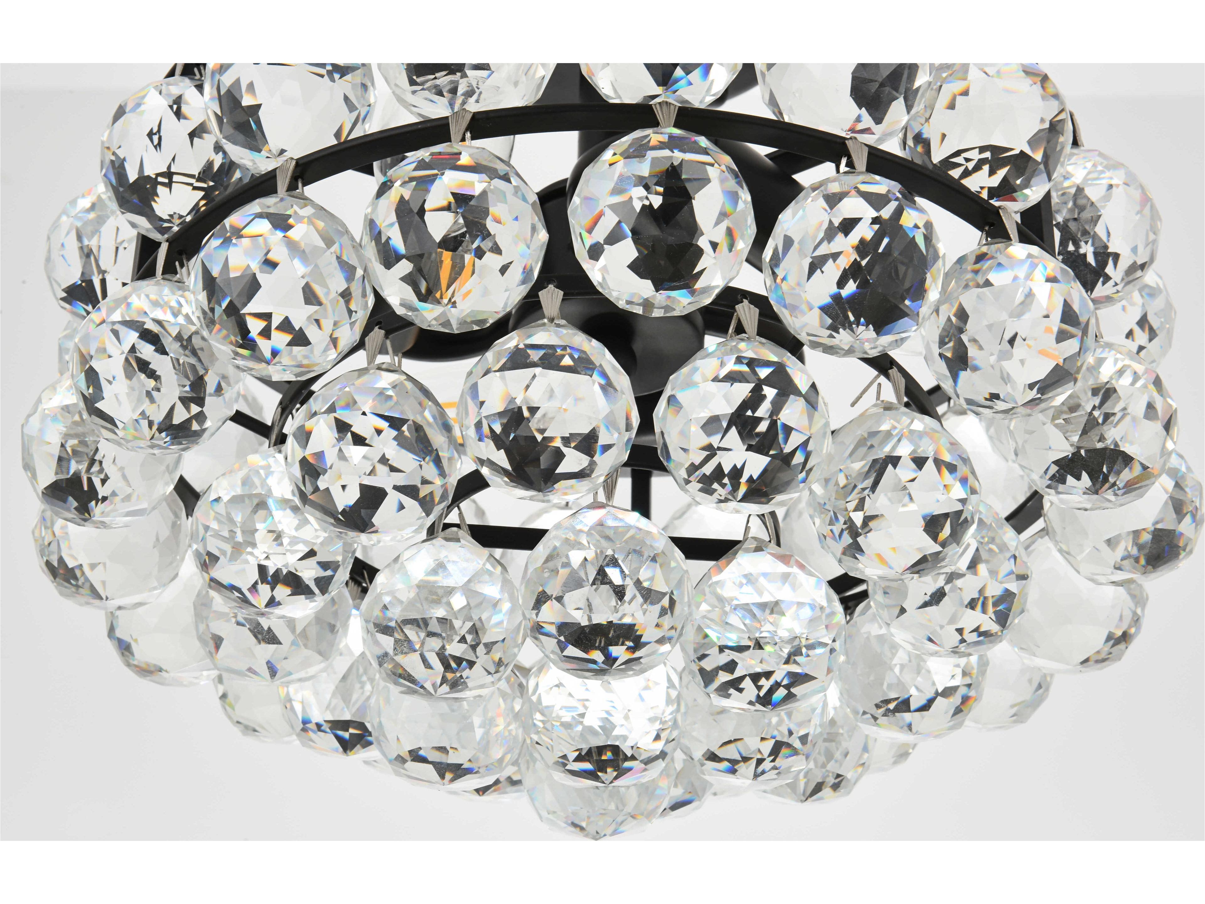 Elegant Lighting Savannah 3-Light Black Crystal Semi Flush Mount