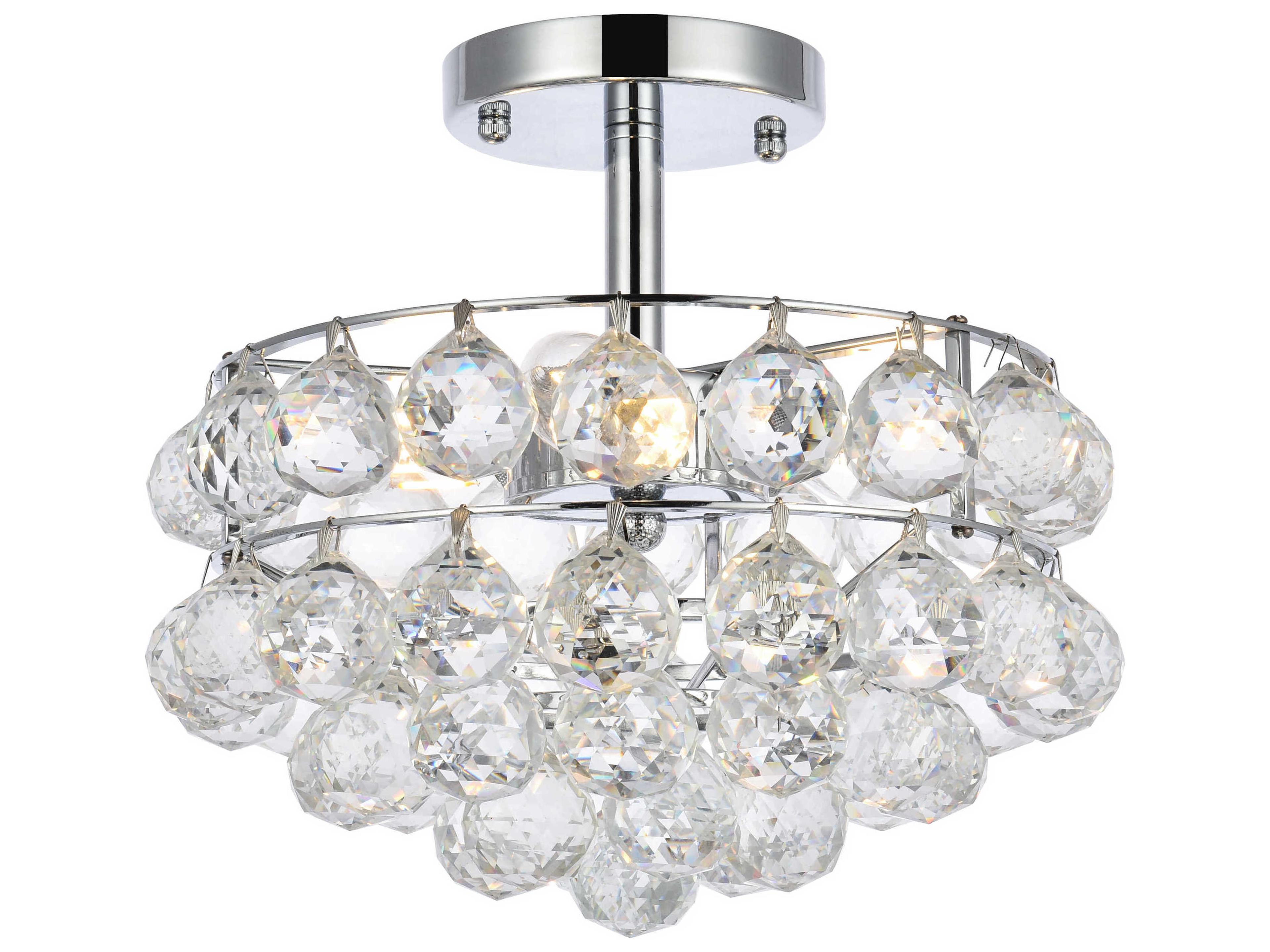 Savannah 3-Light Chrome Crystal Semi Flush Mount