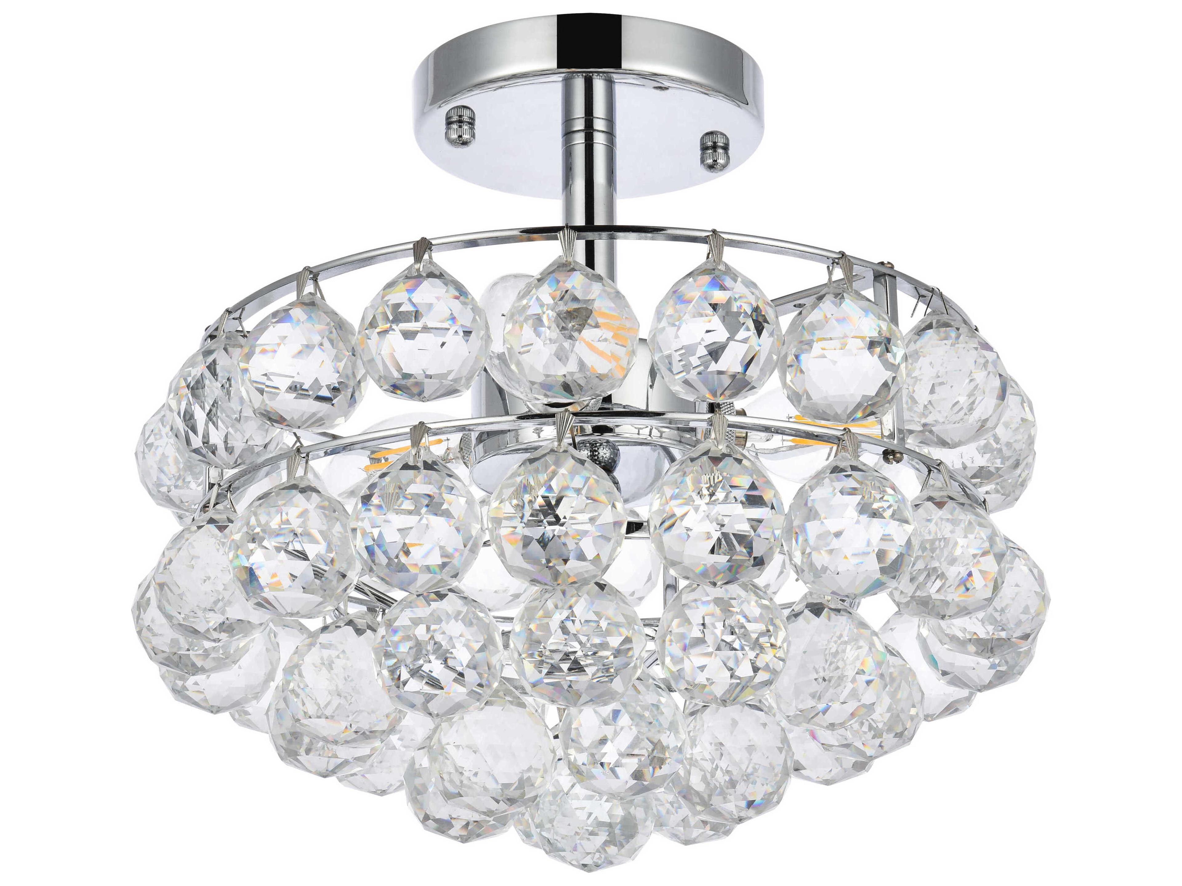 Elegant Lighting Savannah 3-Light Chrome Crystal Semi Flush Mount