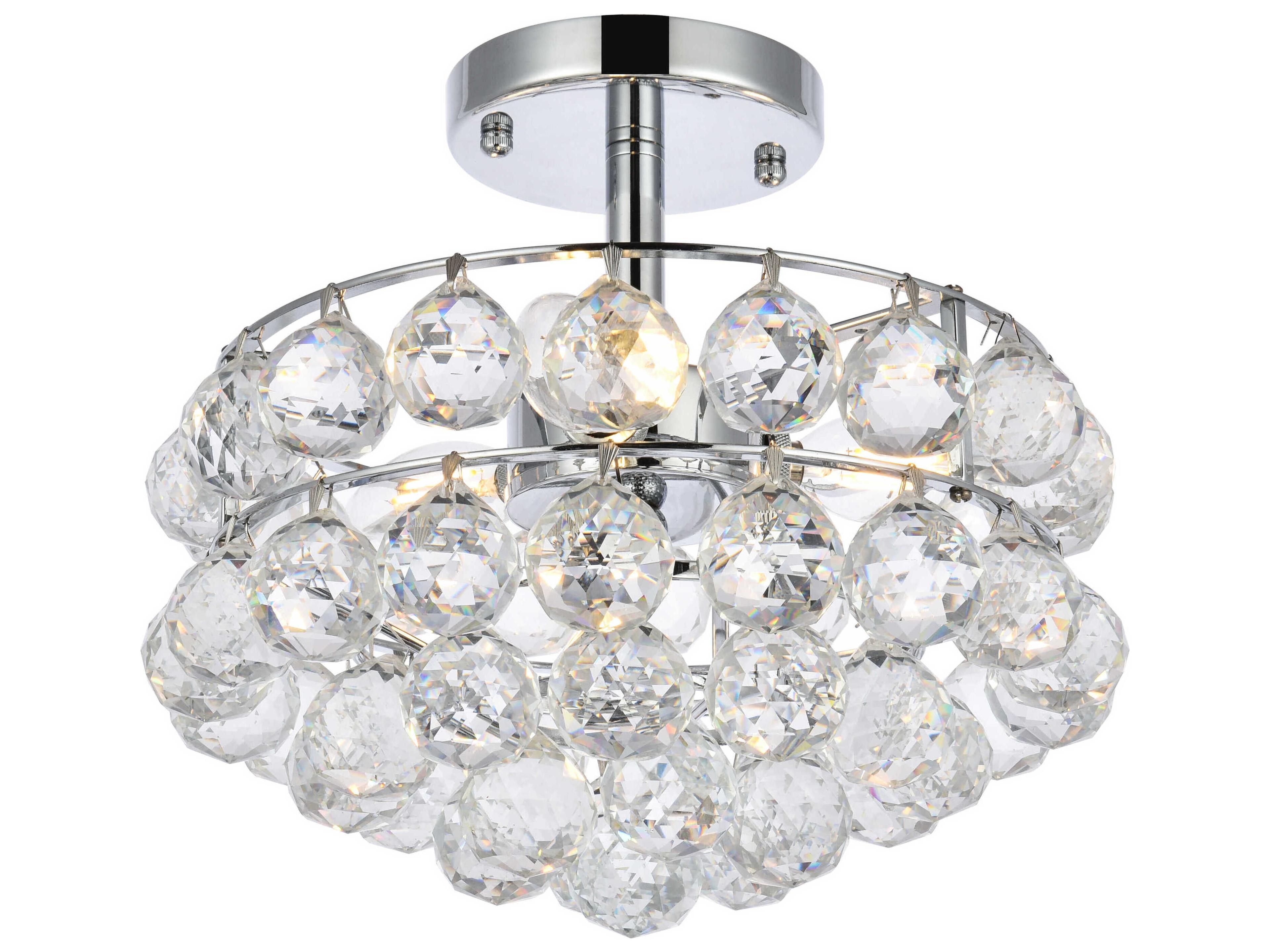 Elegant Lighting Savannah 3-Light Chrome Crystal Semi Flush Mount