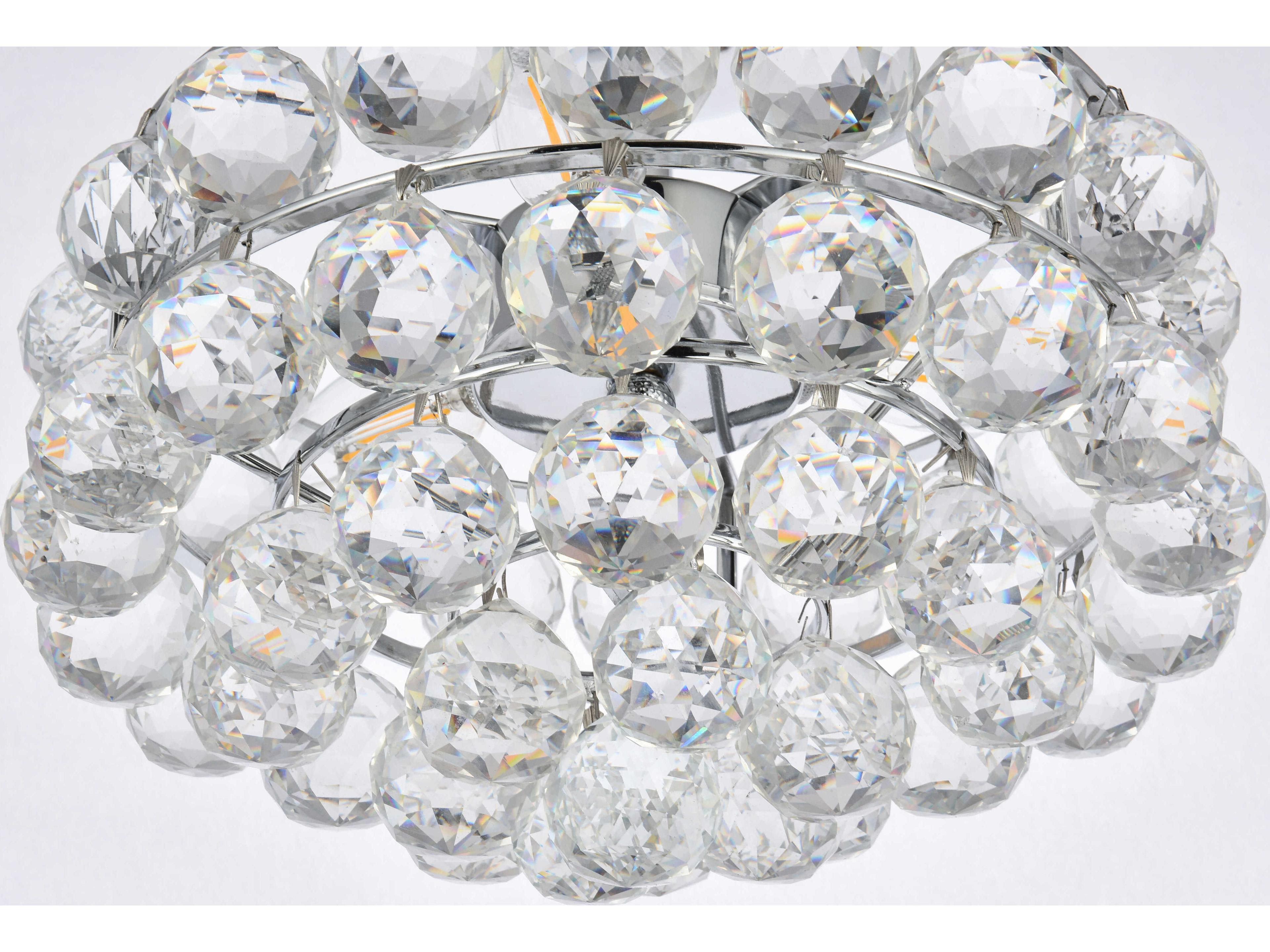 Elegant Lighting Savannah 3-Light Chrome Crystal Semi Flush Mount