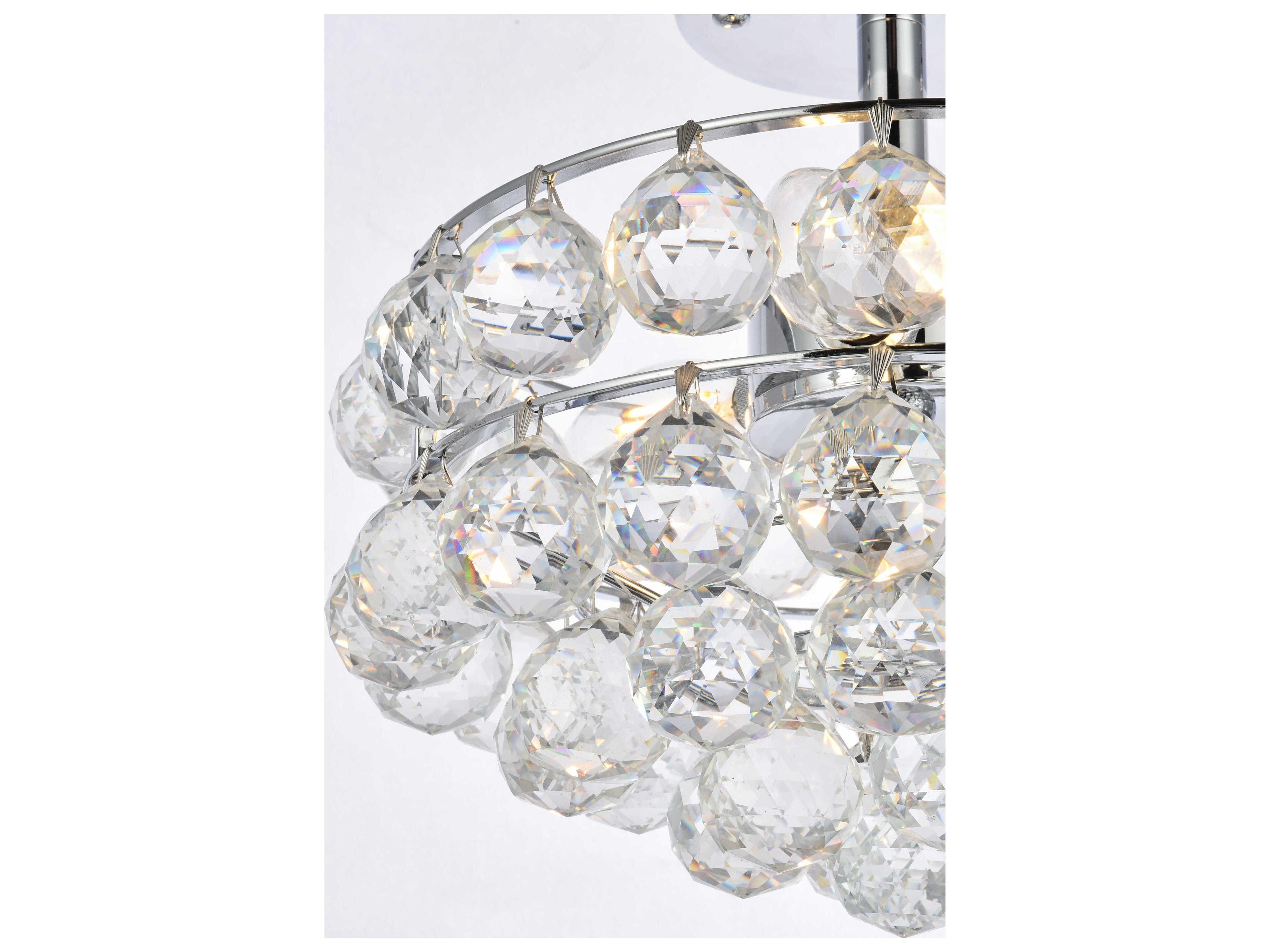 Elegant Lighting Savannah 3-Light Chrome Crystal Semi Flush Mount