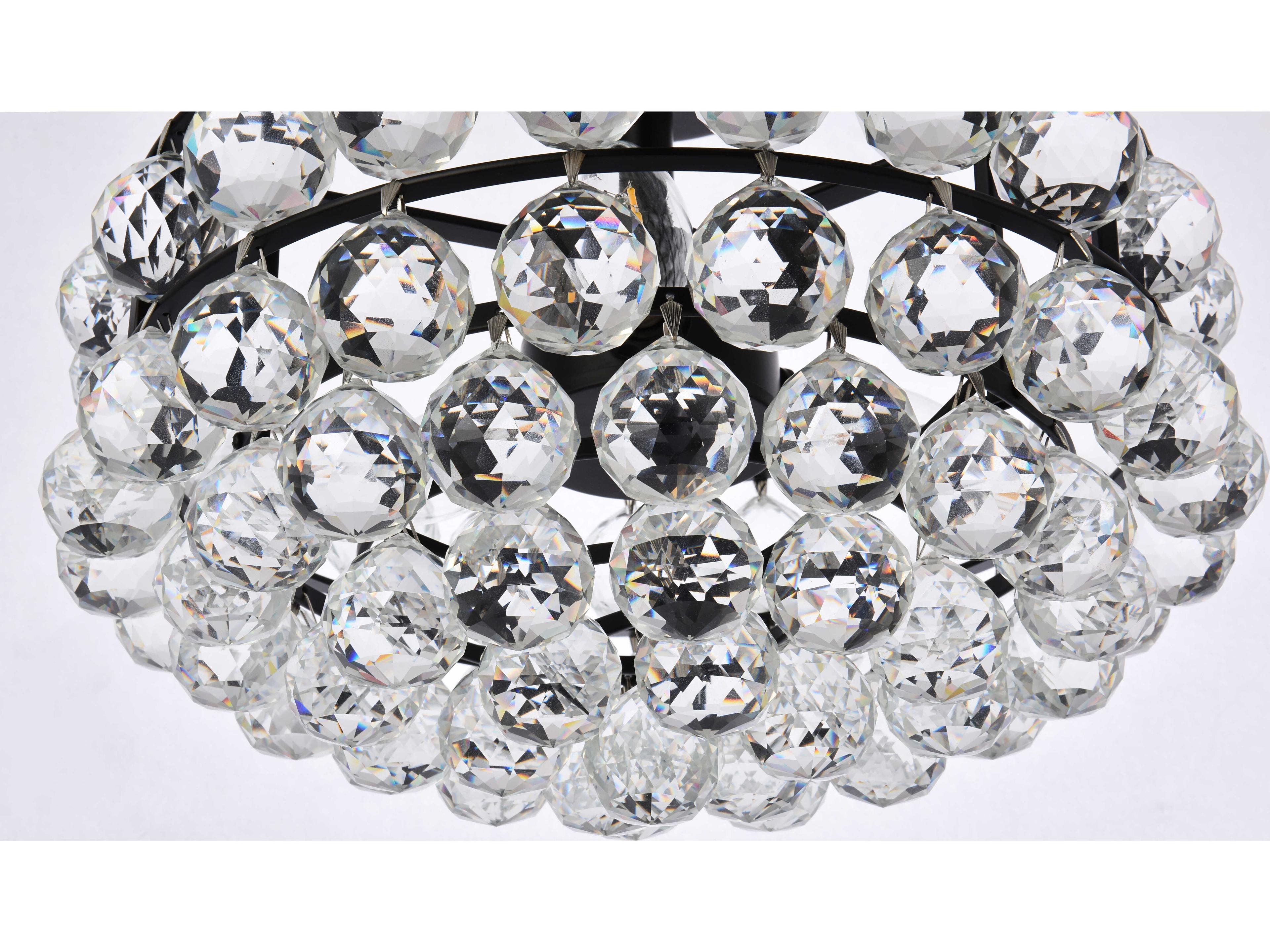 Elegant Lighting Savannah 3-Light Black Crystal Semi Flush Mount