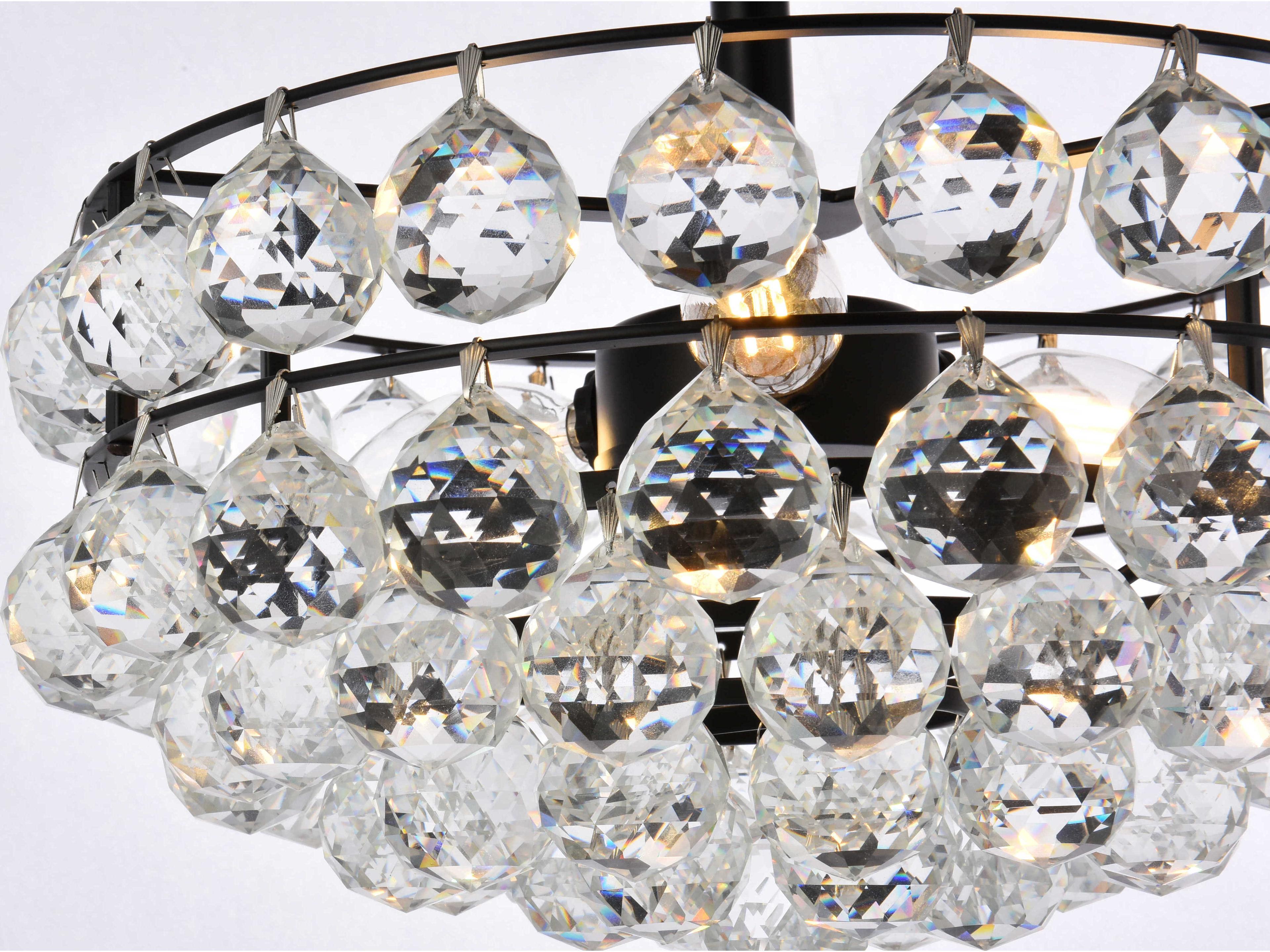 Elegant Lighting Savannah 3-Light Black Crystal Semi Flush Mount
