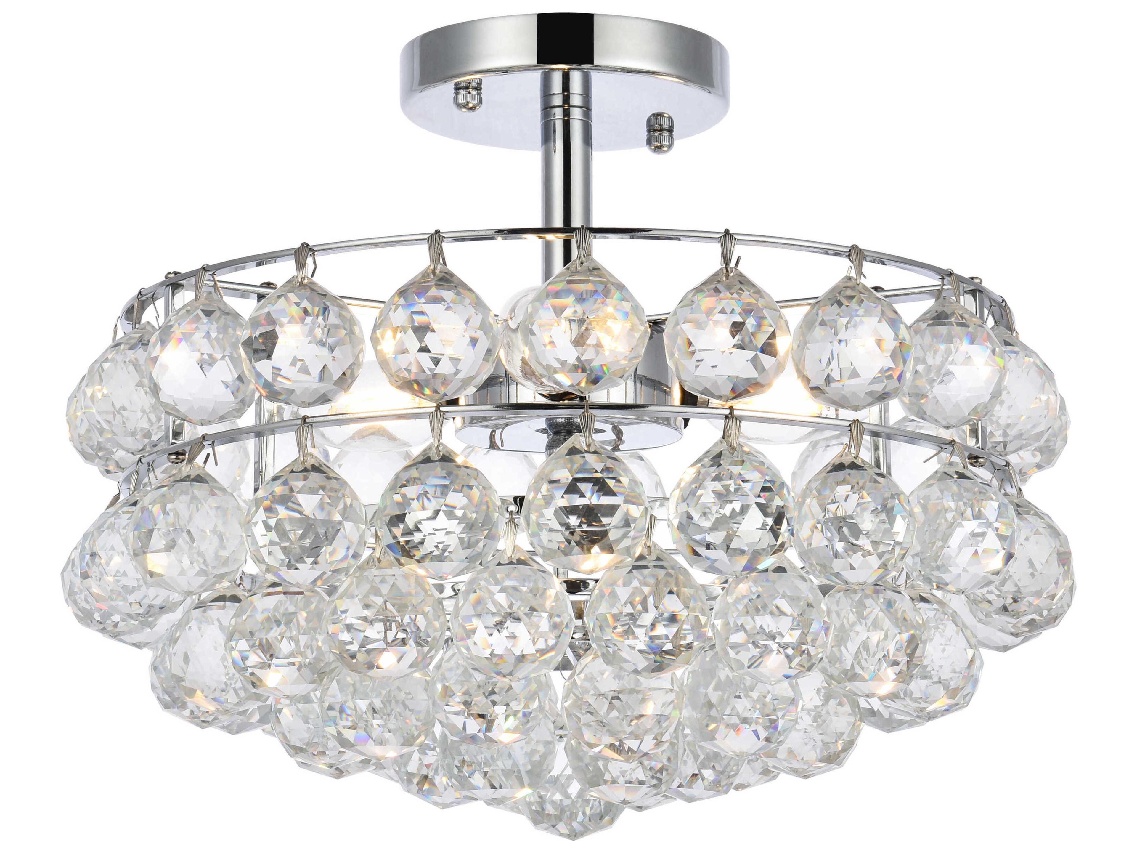 Savannah 3-Light Chrome Crystal Semi Flush Mount