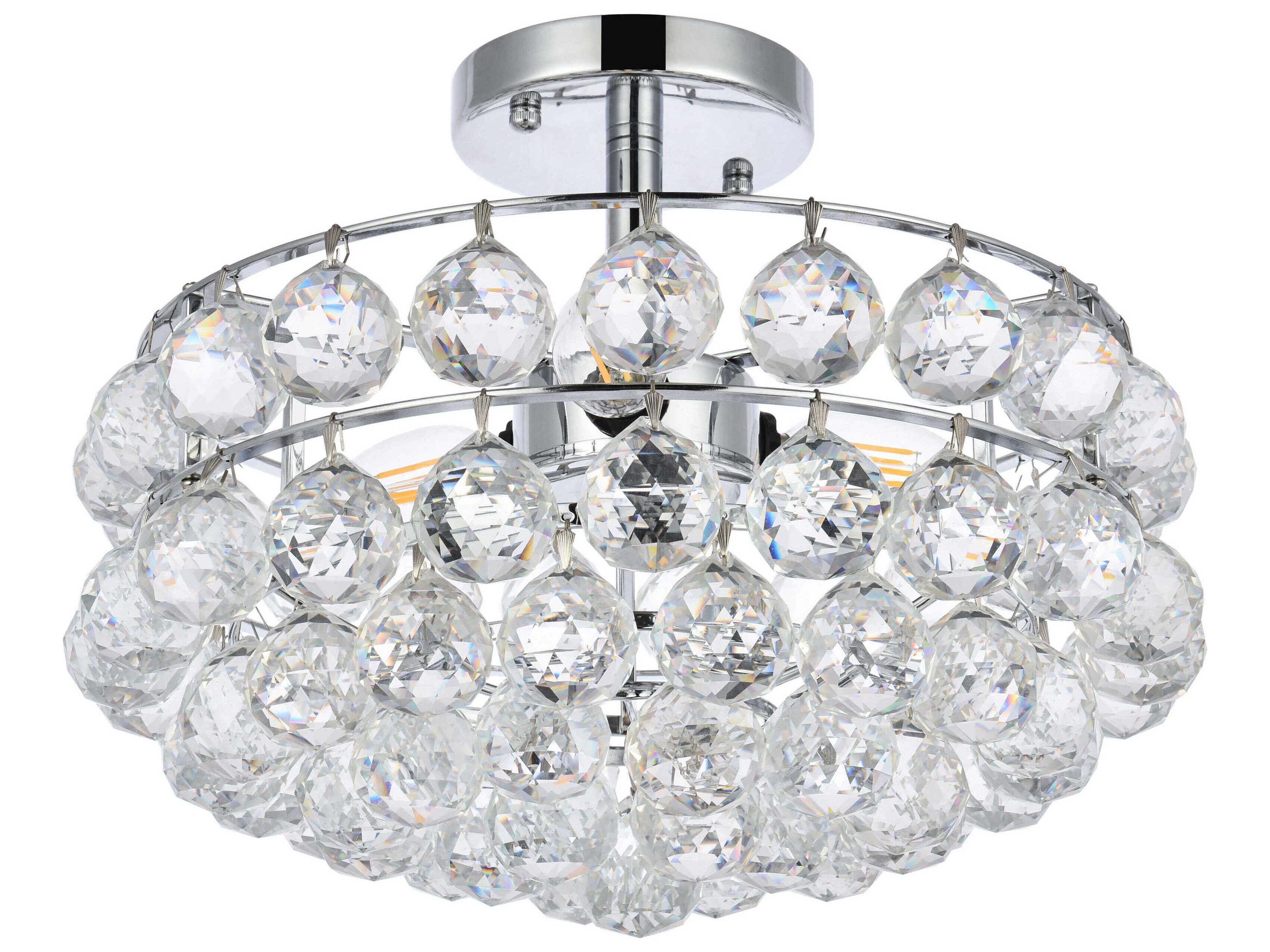 Elegant Lighting Savannah 3-Light Chrome Crystal Semi Flush Mount