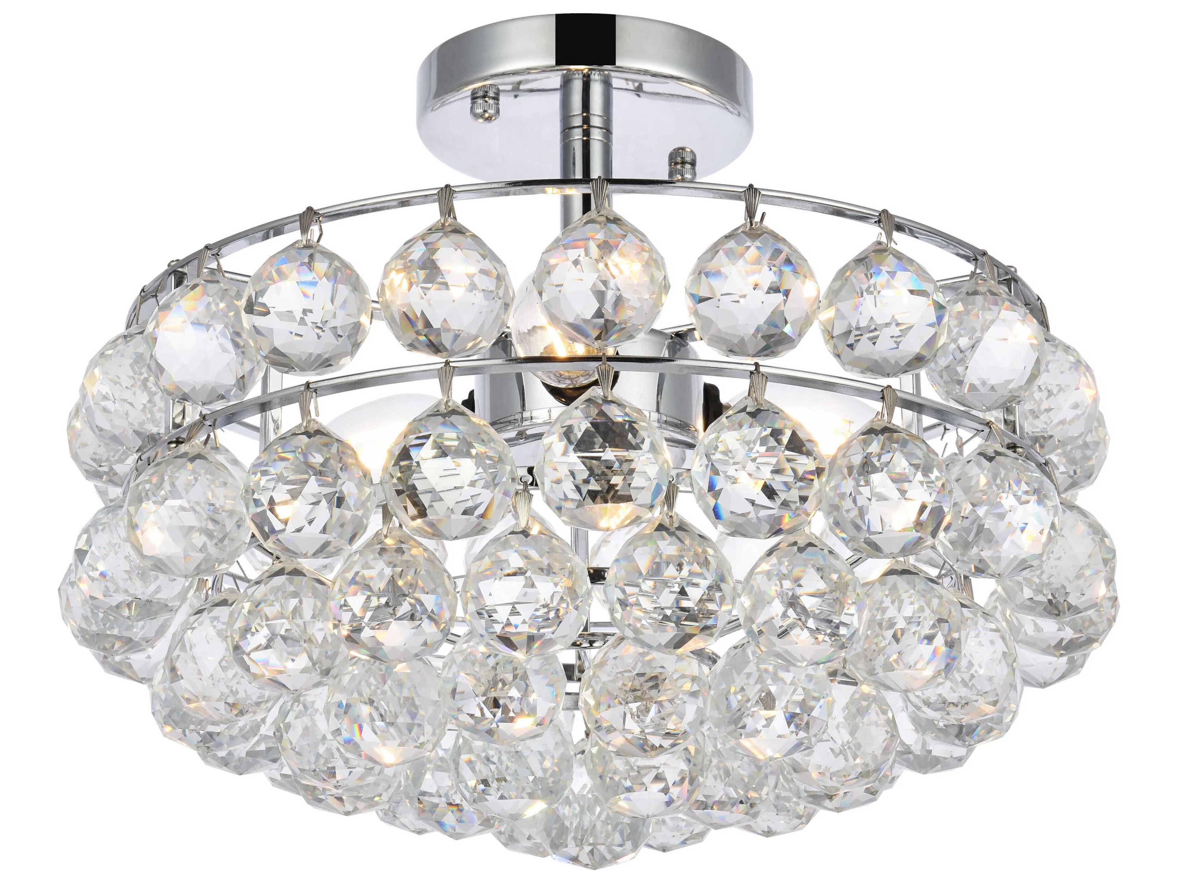 Elegant Lighting Savannah 3-Light Chrome Crystal Semi Flush Mount