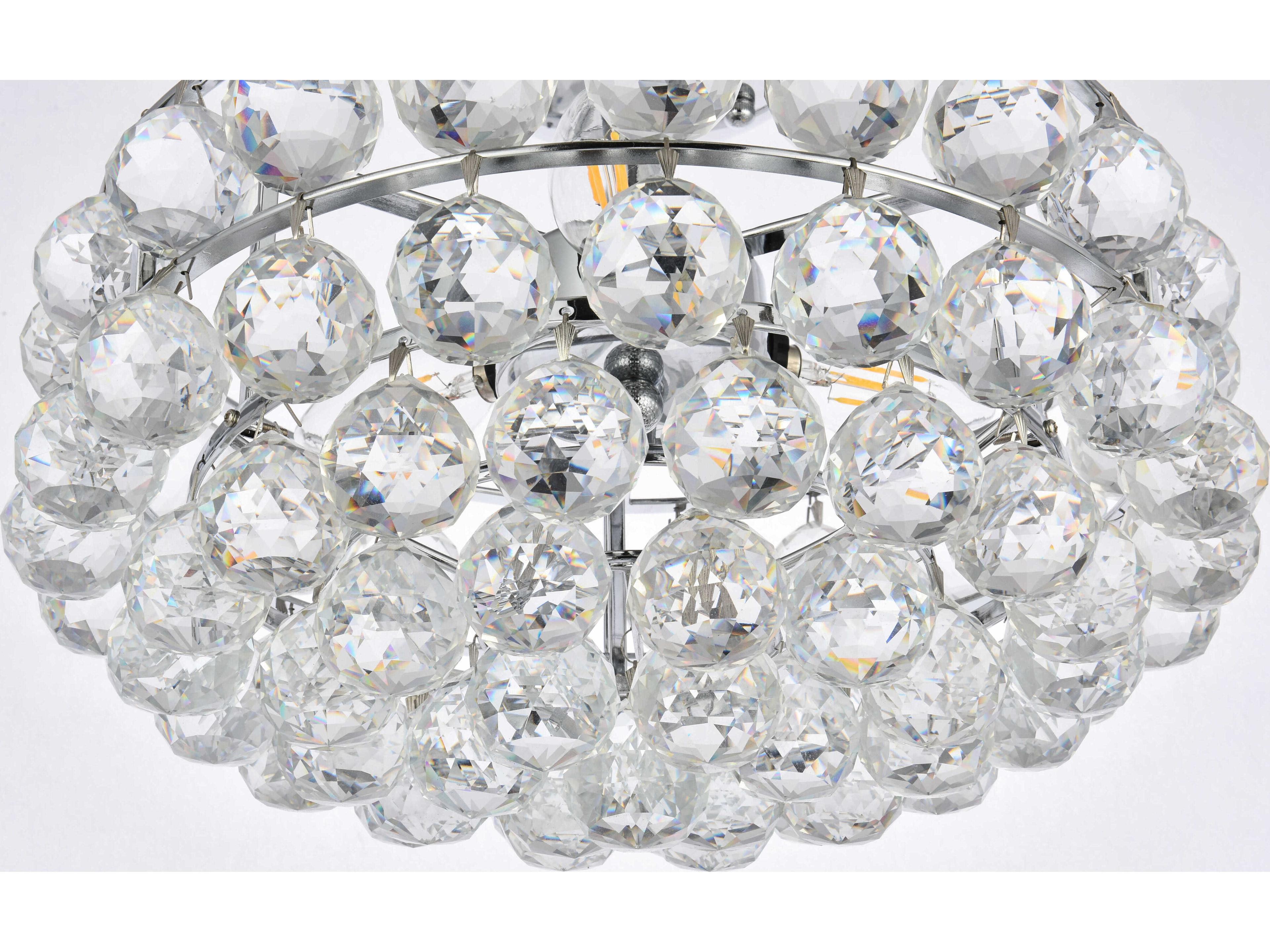 Elegant Lighting Savannah 3-Light Chrome Crystal Semi Flush Mount