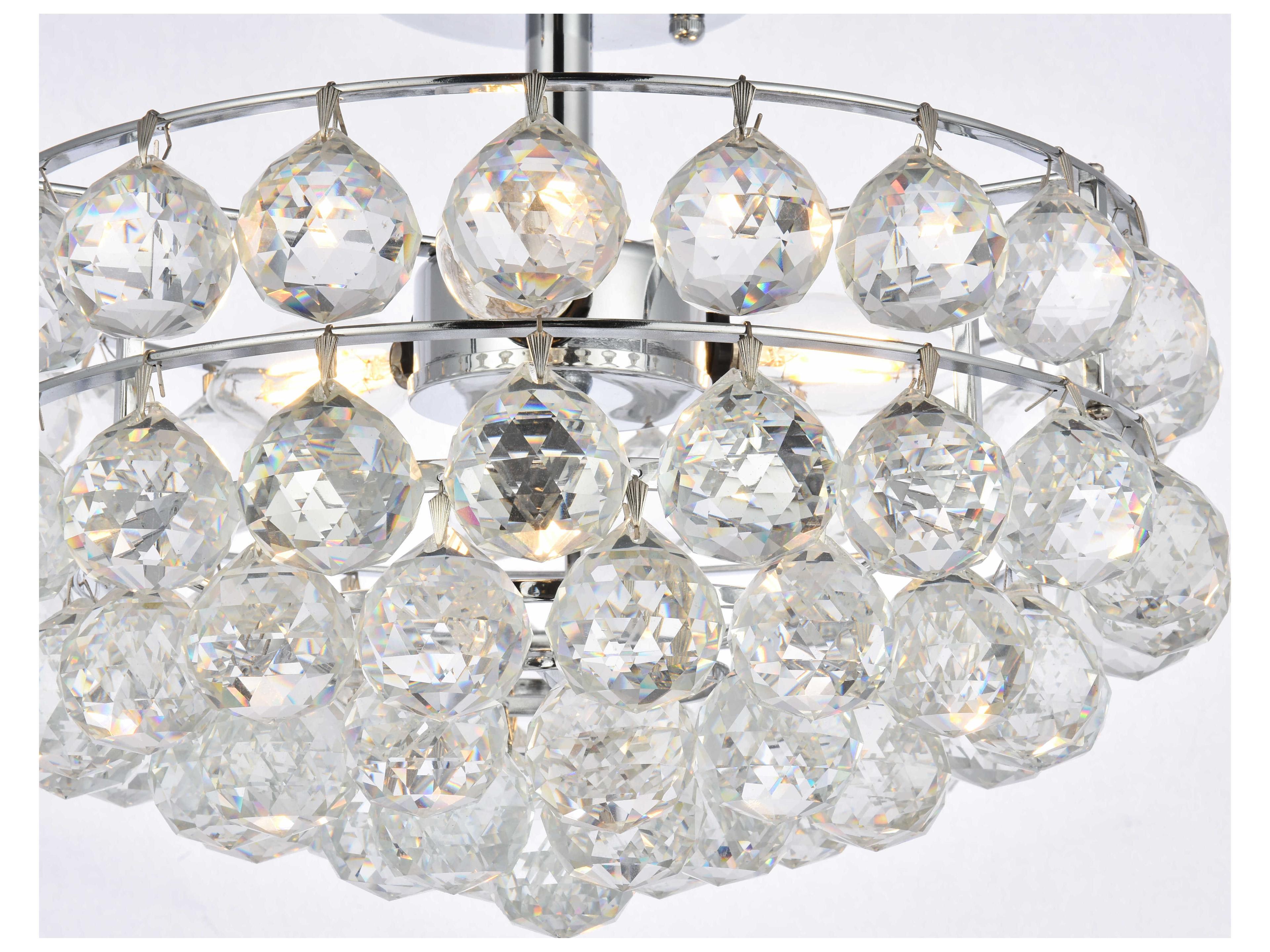 Elegant Lighting Savannah 3-Light Chrome Crystal Semi Flush Mount