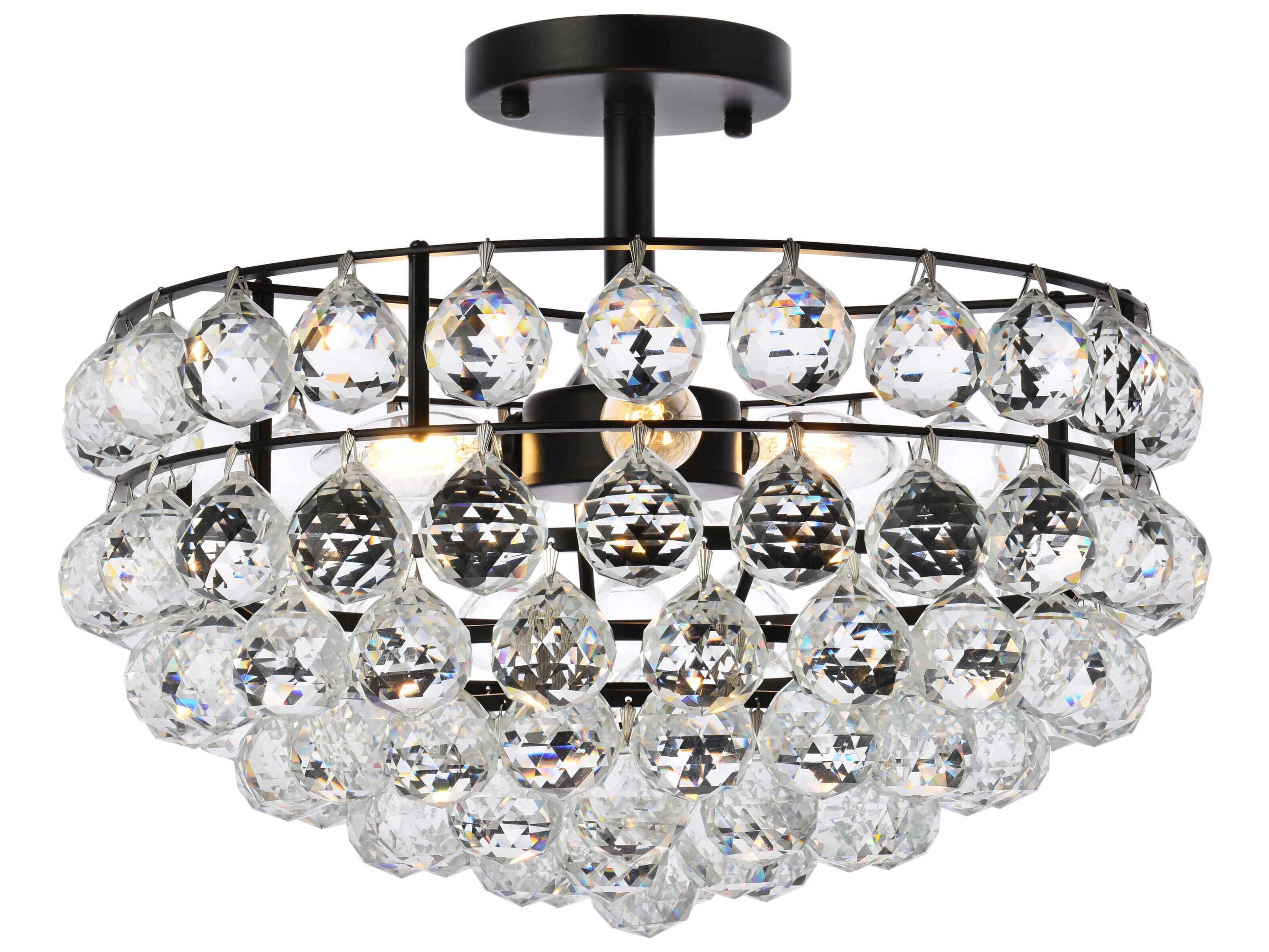 Savannah 3-Light Black Crystal Semi Flush Mount