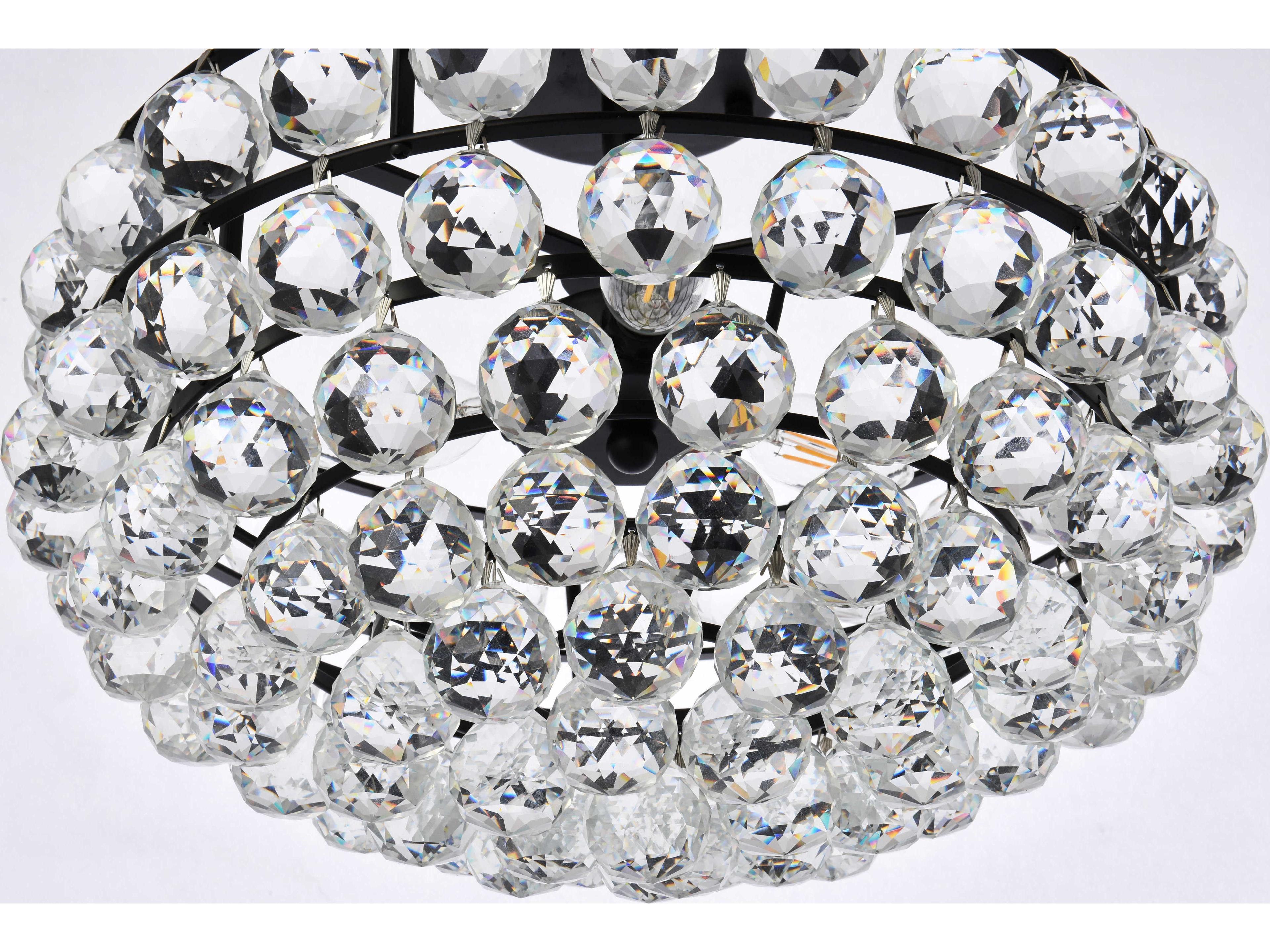 Elegant Lighting Savannah 3-Light Black Crystal Semi Flush Mount