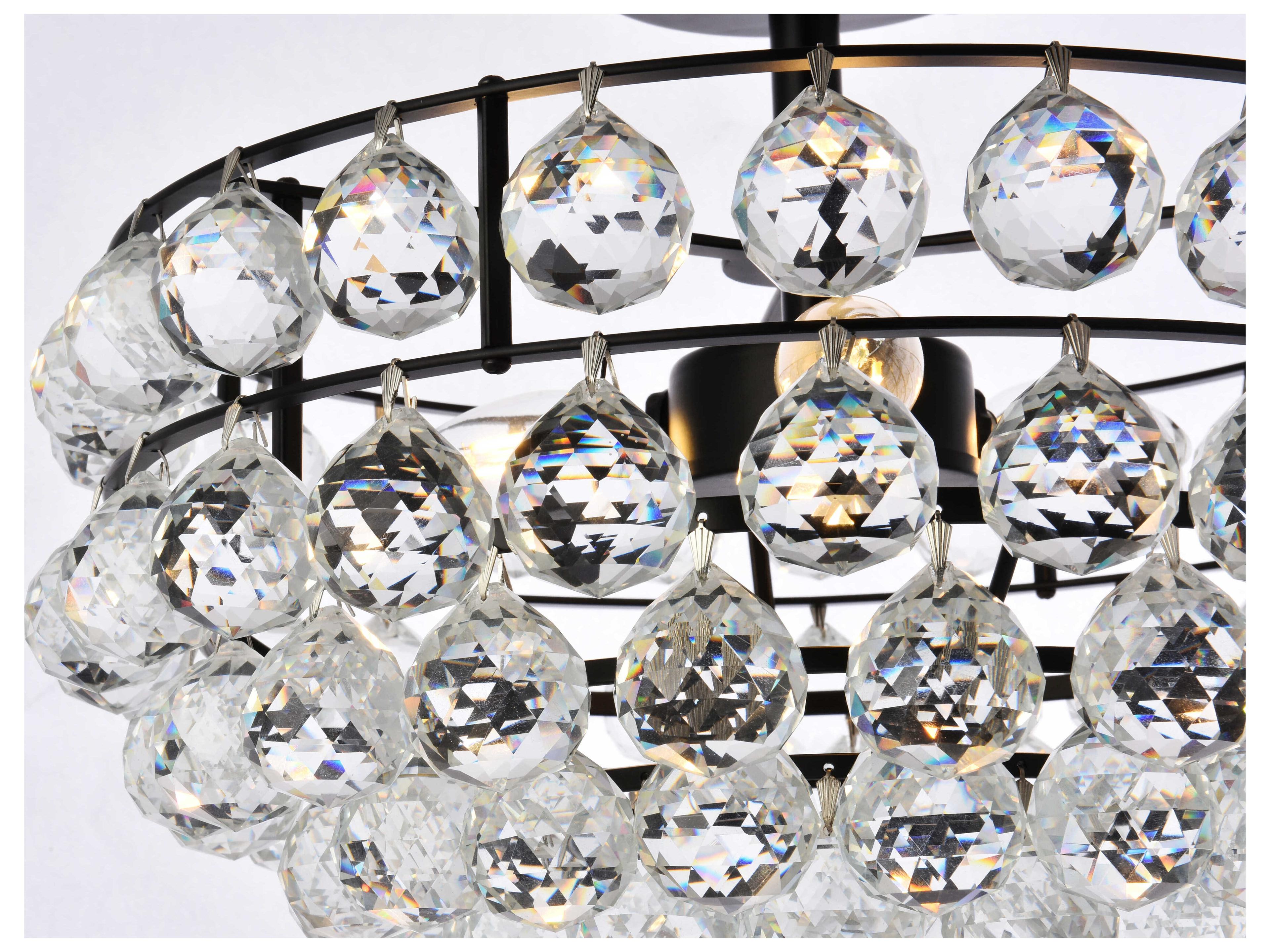Elegant Lighting Savannah 3-Light Black Crystal Semi Flush Mount