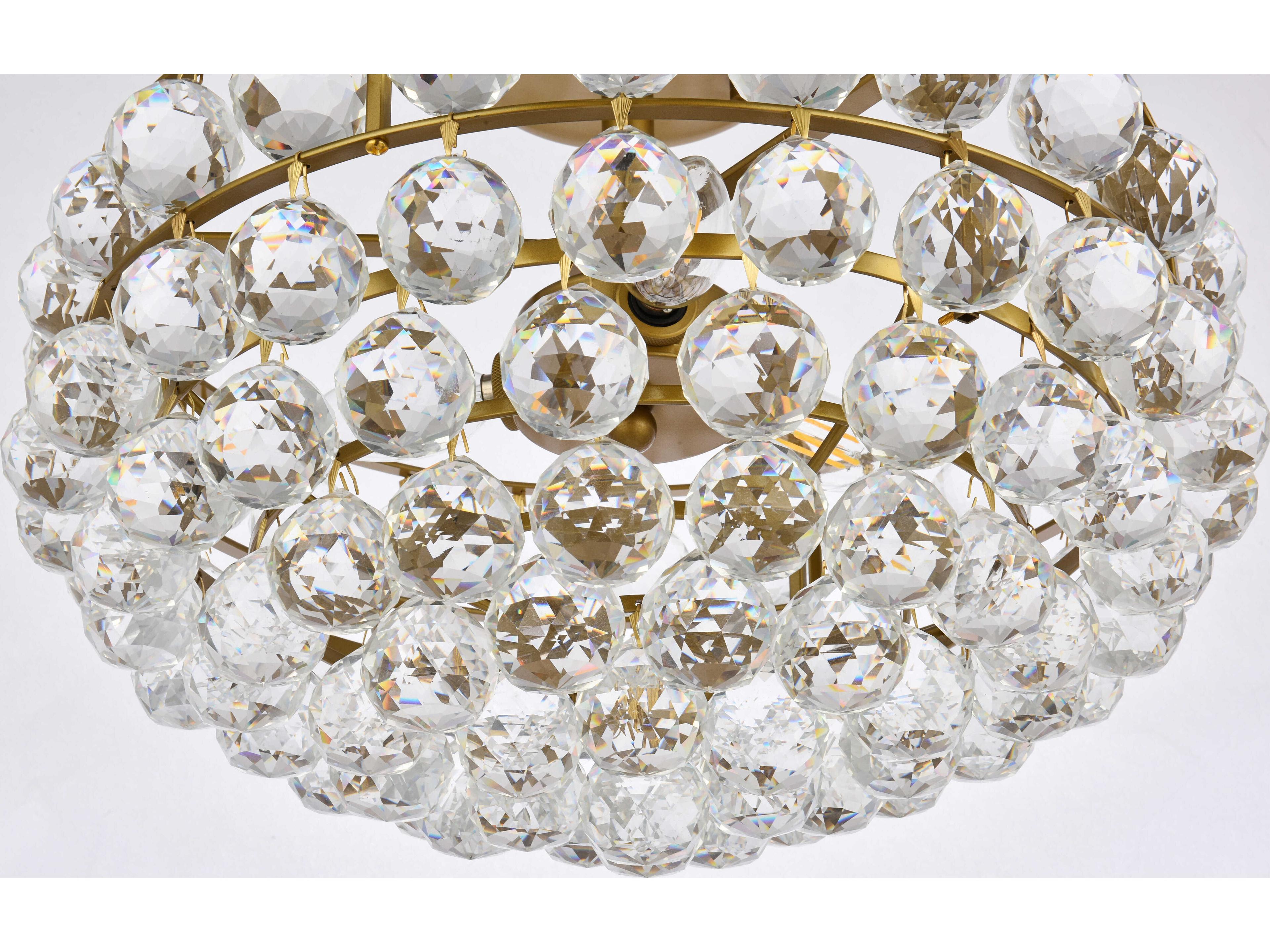 Elegant Lighting Savannah 3-Light Brass Crystal Semi Flush Mount