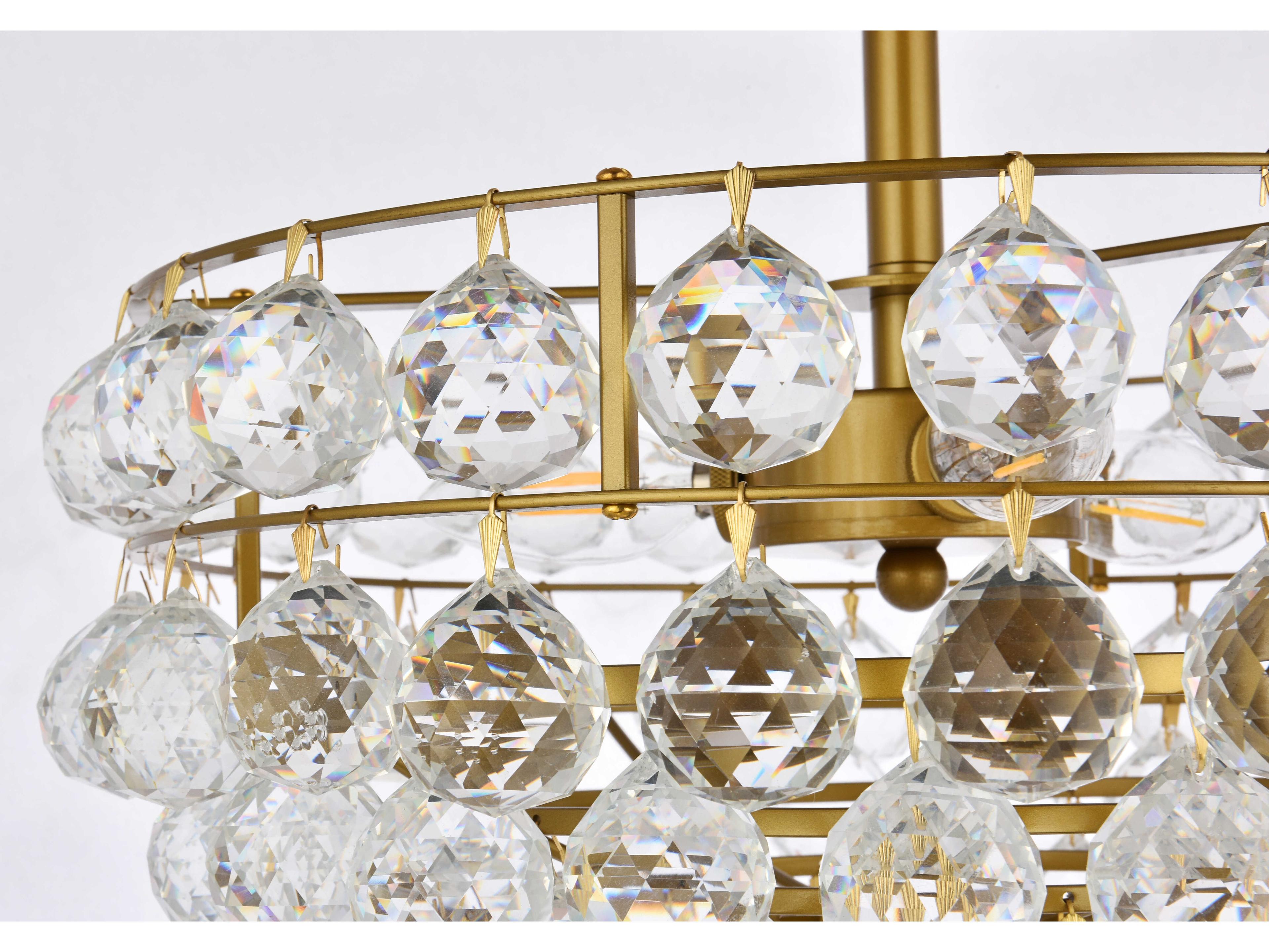 Elegant Lighting Savannah 3-Light Brass Crystal Semi Flush Mount