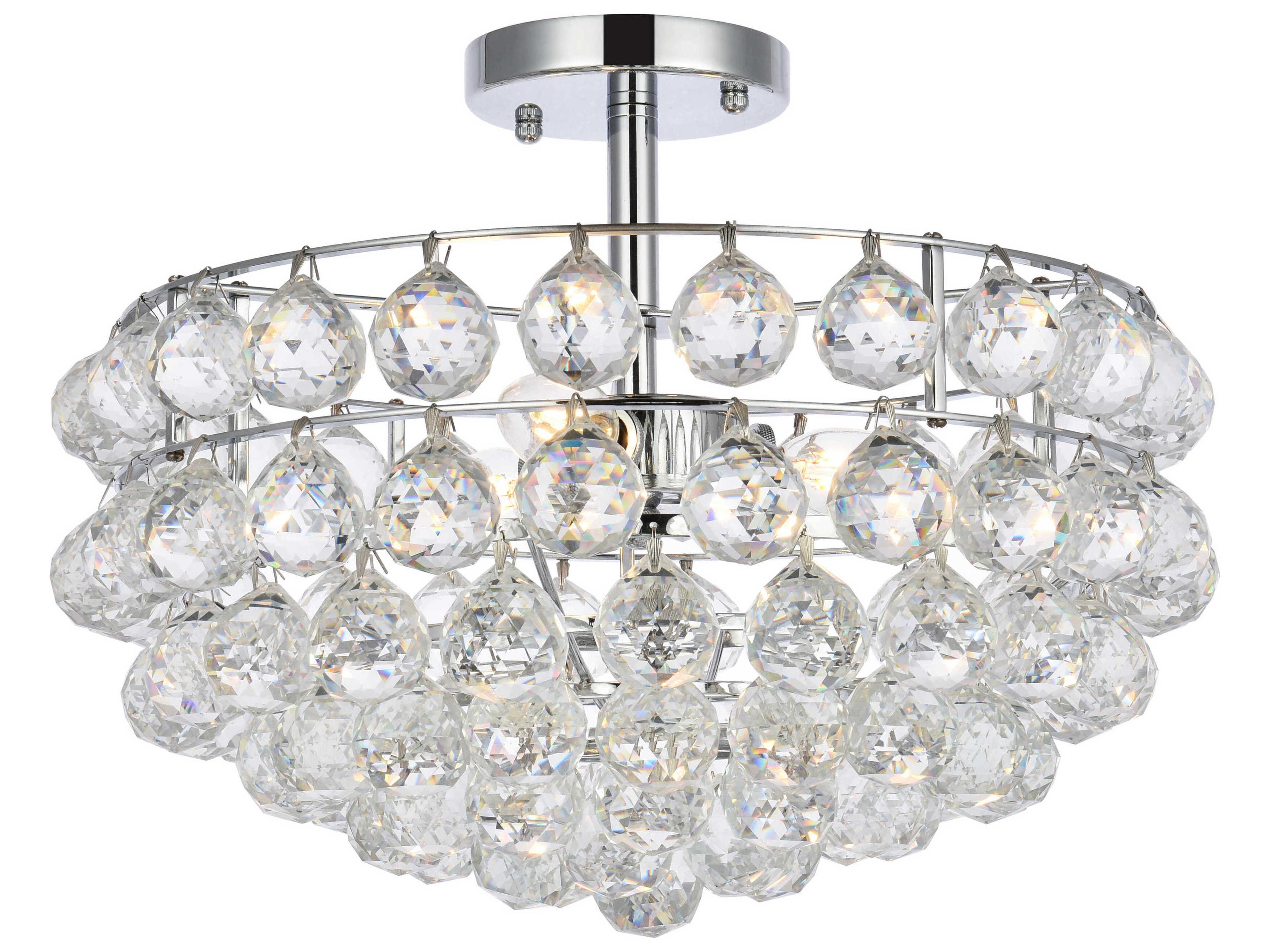 Savannah 3-Light Chrome Crystal Semi Flush Mount