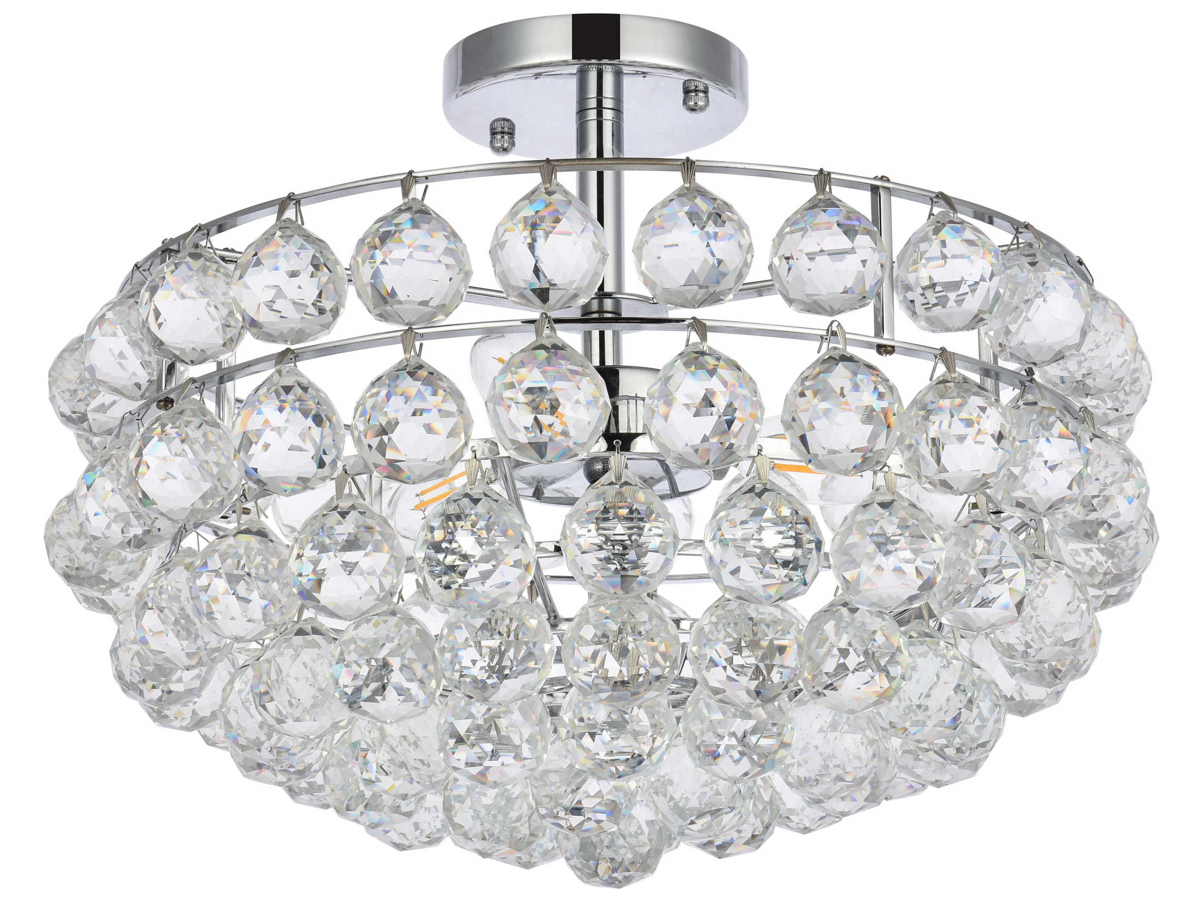 Elegant Lighting Savannah 3-Light Chrome Crystal Semi Flush Mount