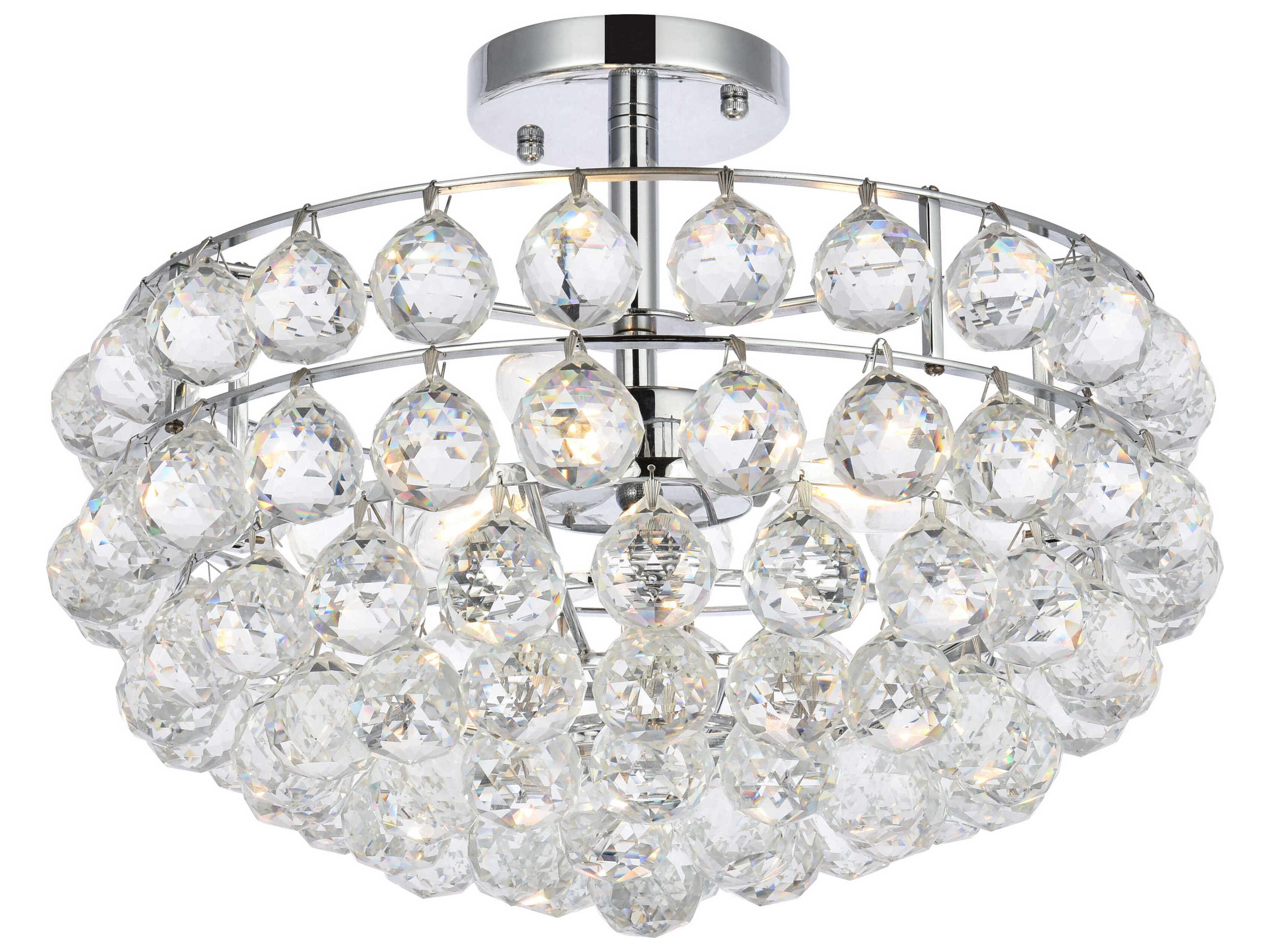 Elegant Lighting Savannah 3-Light Chrome Crystal Semi Flush Mount