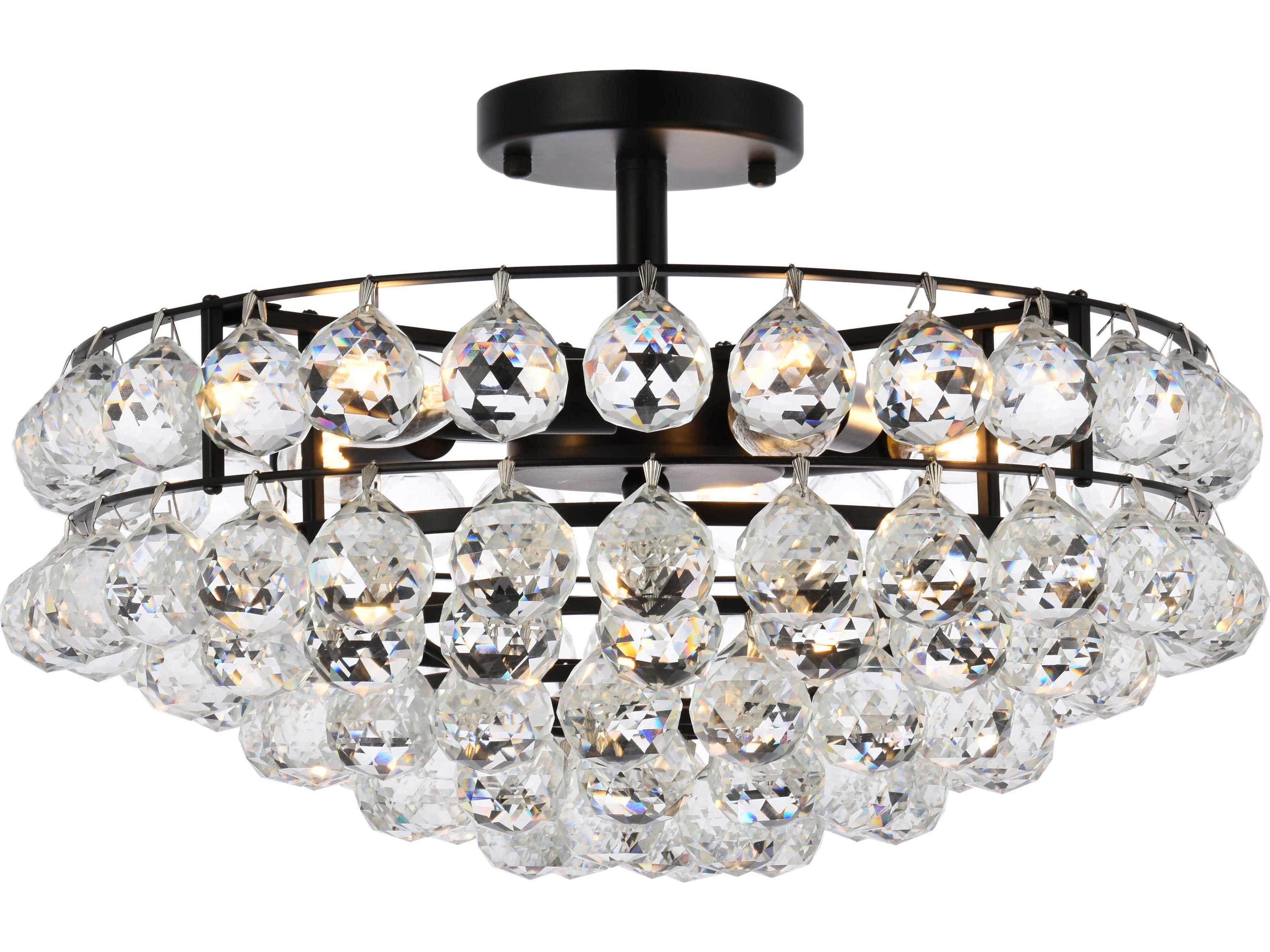 Savannah 5-Light Black Crystal Semi Flush Mount
