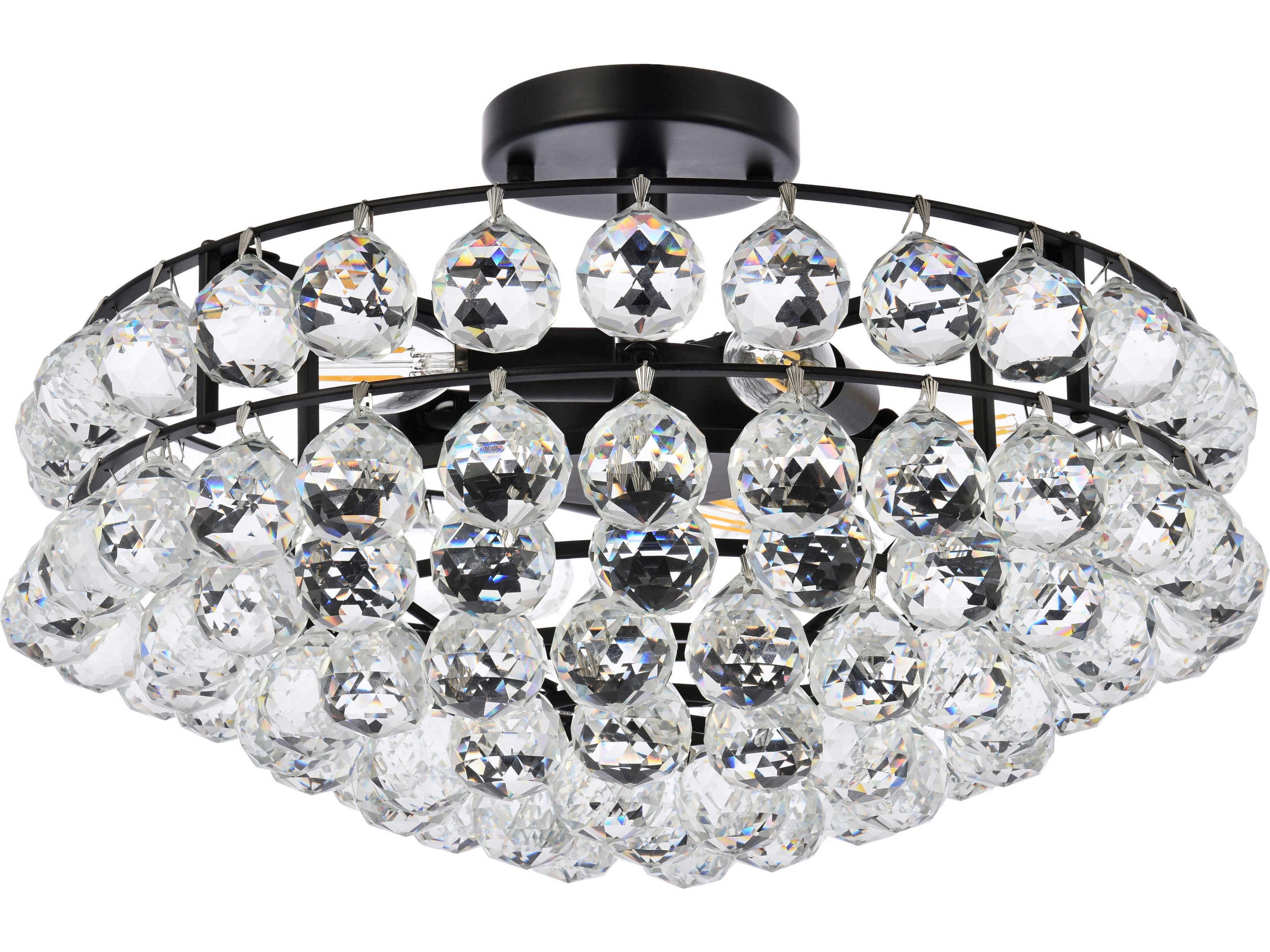 Elegant Lighting Savannah 5-Light Black Crystal Semi Flush Mount