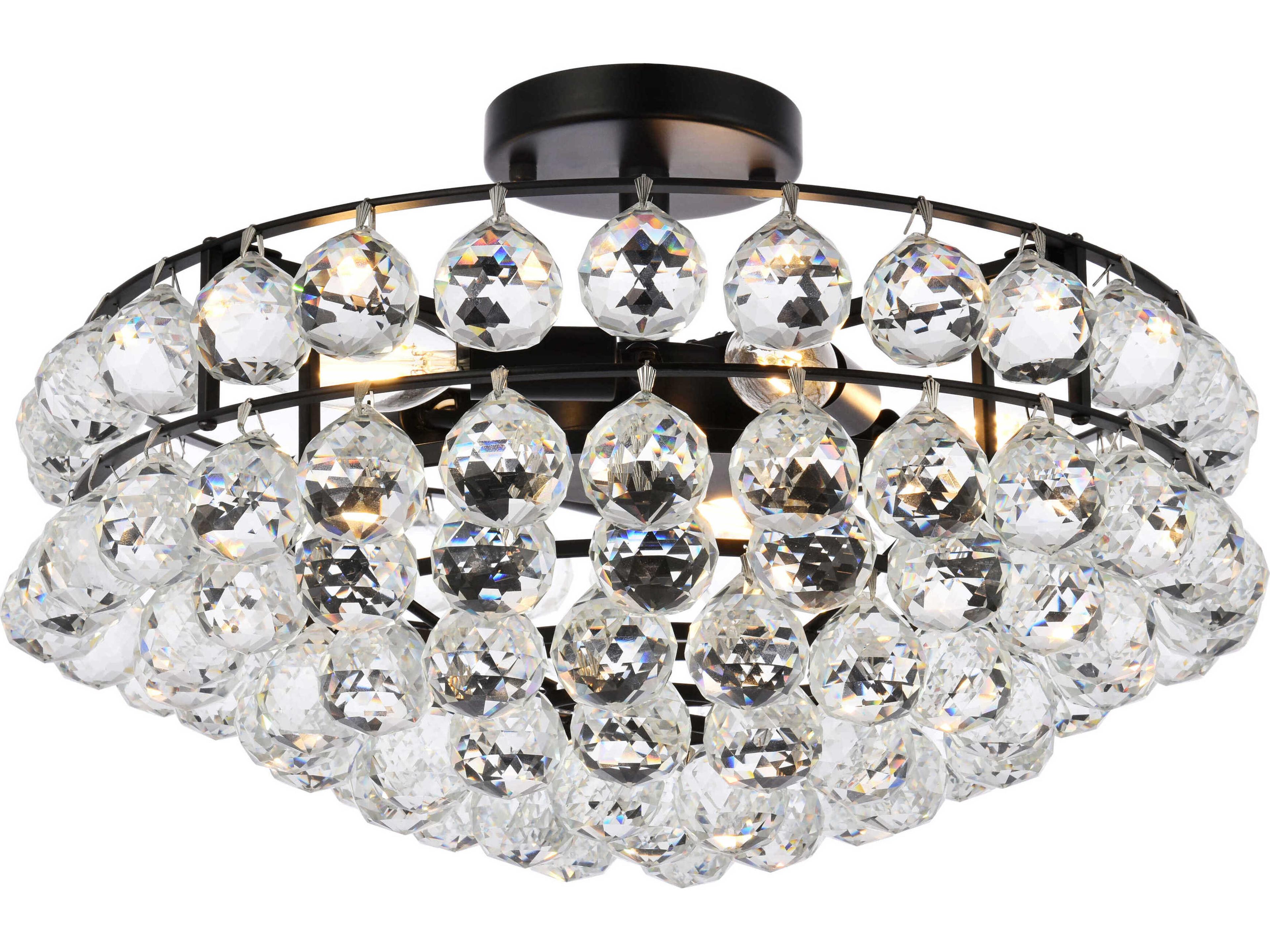 Elegant Lighting Savannah 5-Light Black Crystal Semi Flush Mount