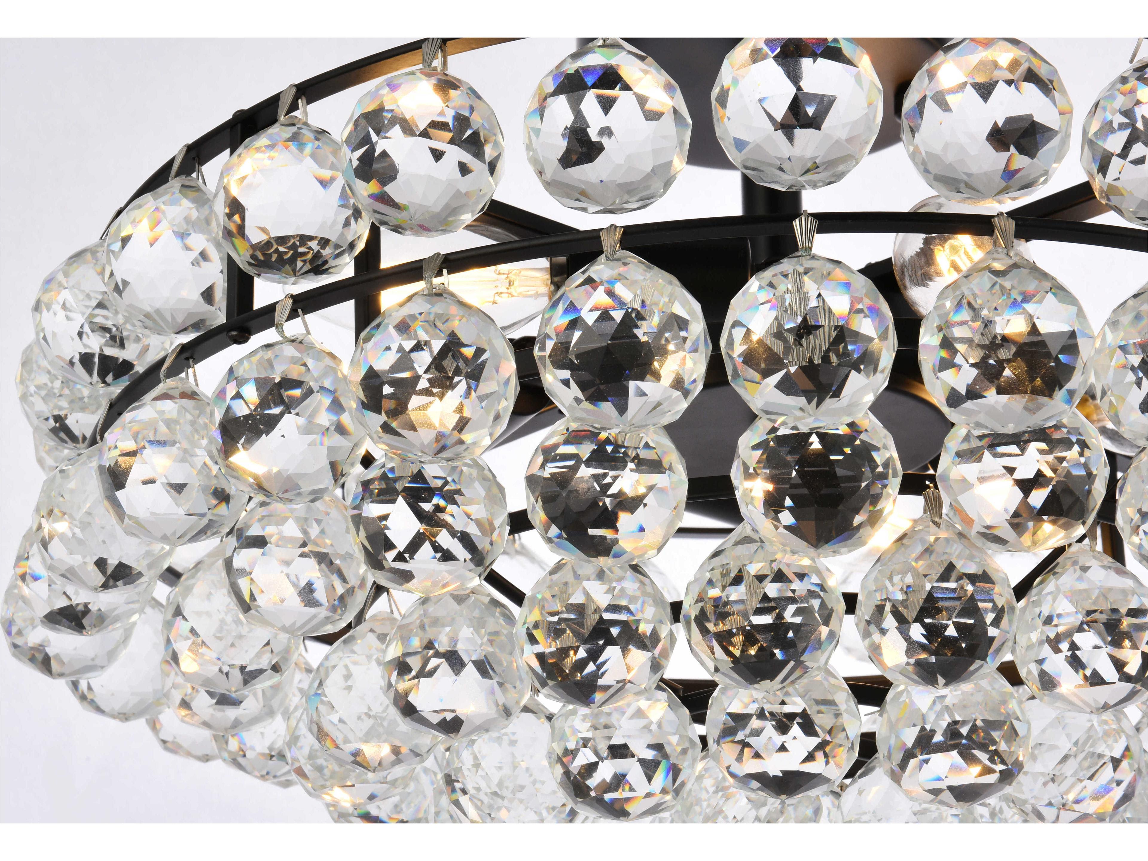 Elegant Lighting Savannah 5-Light Black Crystal Semi Flush Mount
