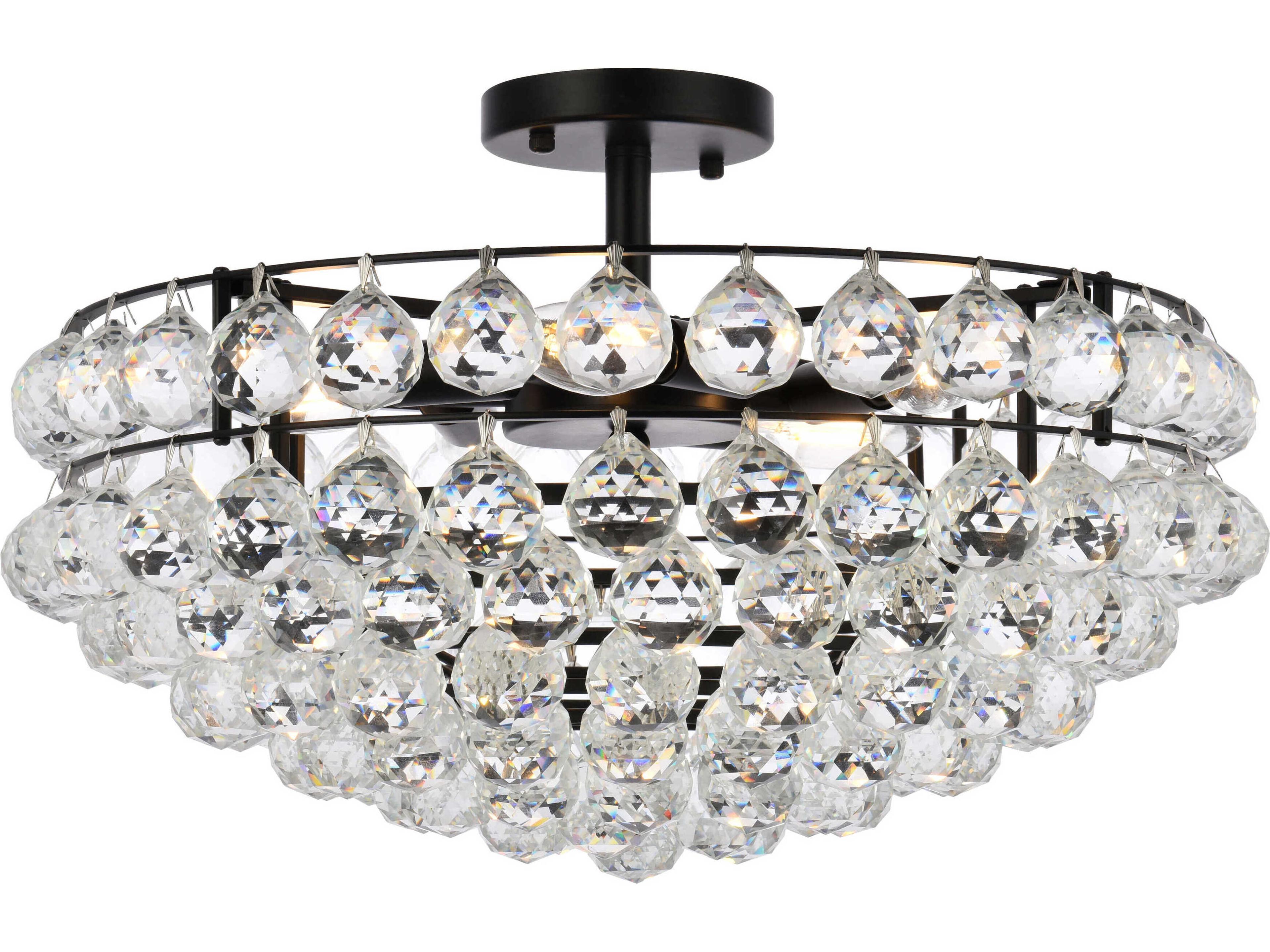Savannah 5-Light Black Crystal Semi Flush Mount