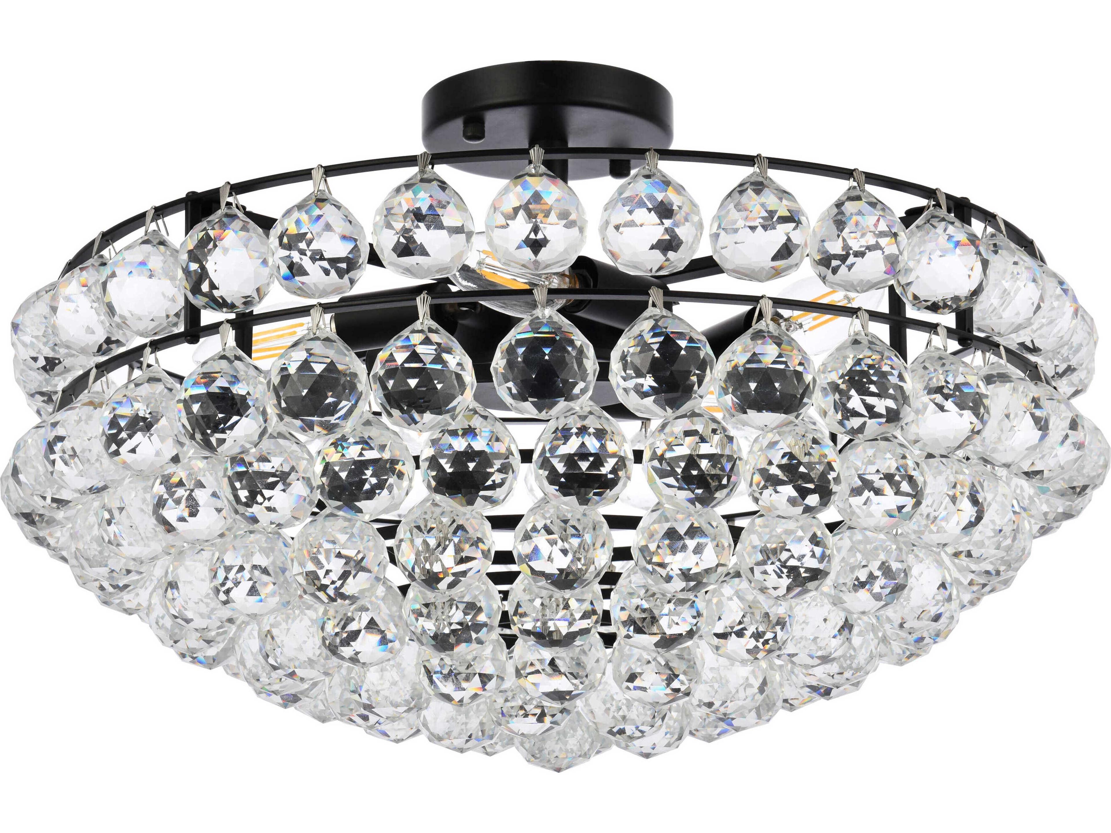 Elegant Lighting Savannah 5-Light Black Crystal Semi Flush Mount