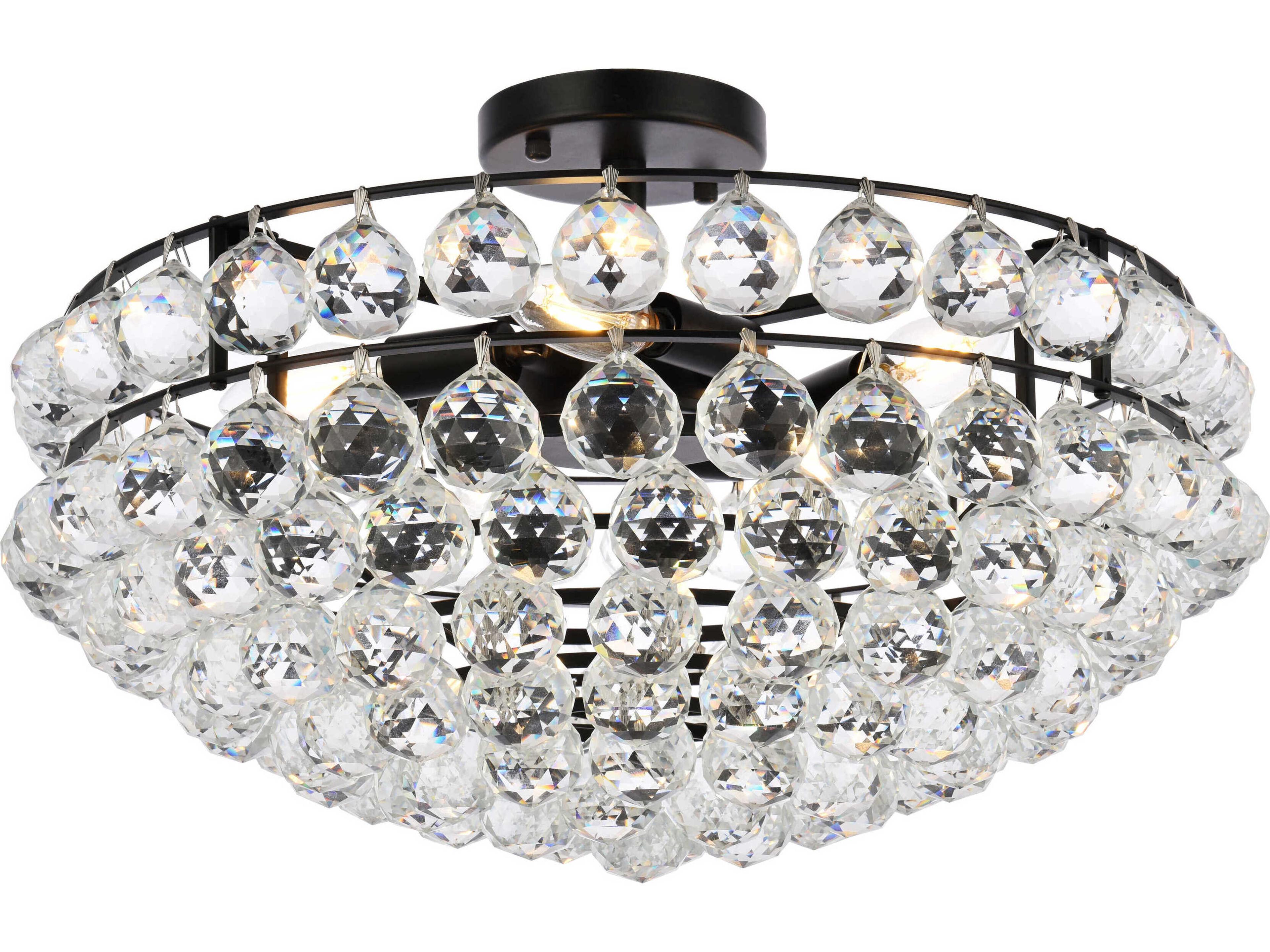Elegant Lighting Savannah 5-Light Black Crystal Semi Flush Mount
