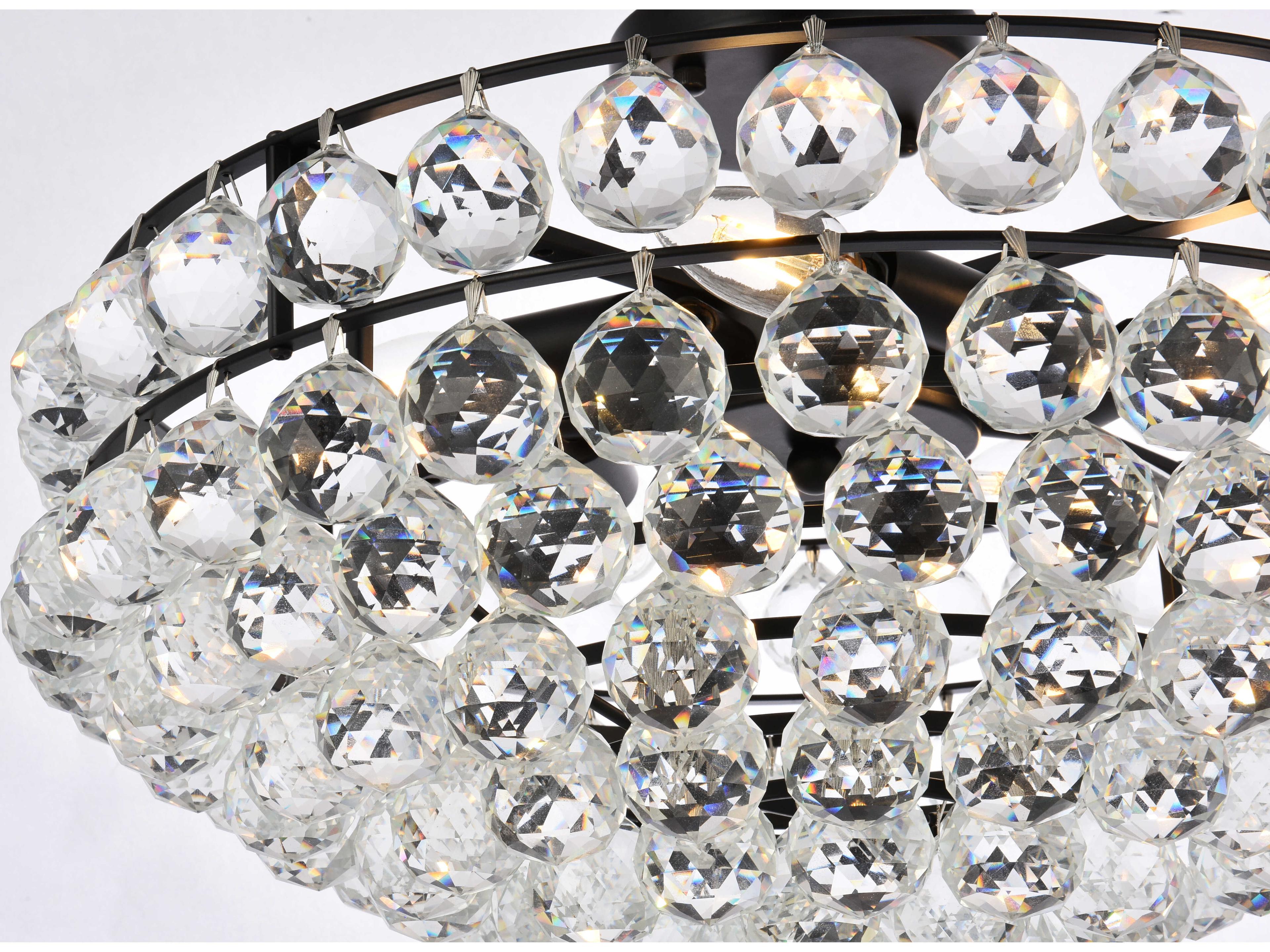 Elegant Lighting Savannah 5-Light Black Crystal Semi Flush Mount