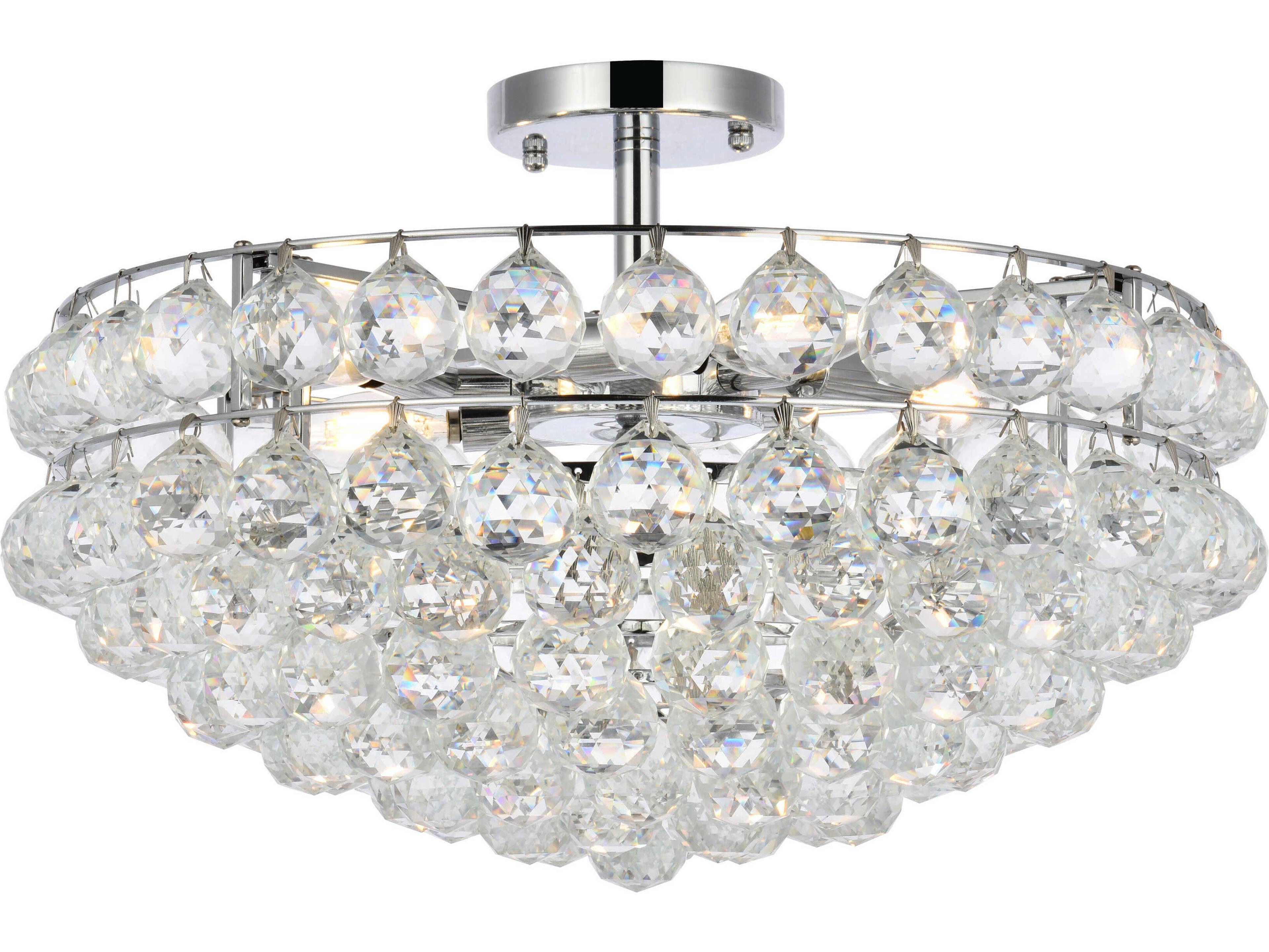 Savannah 5-Light Chrome Crystal Semi Flush Mount