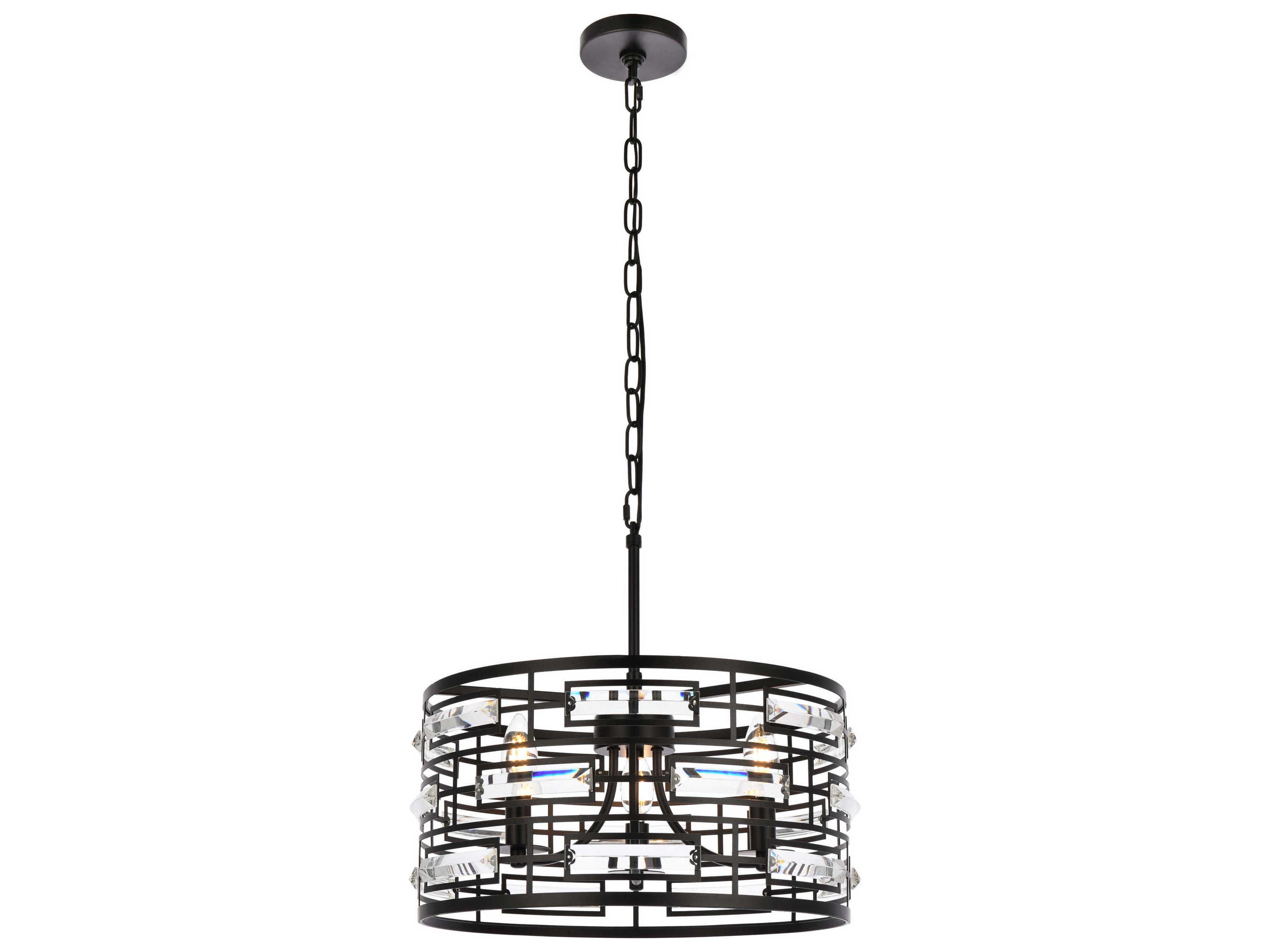 Kennedy 3-Light Black Crystal Drum Chandelier