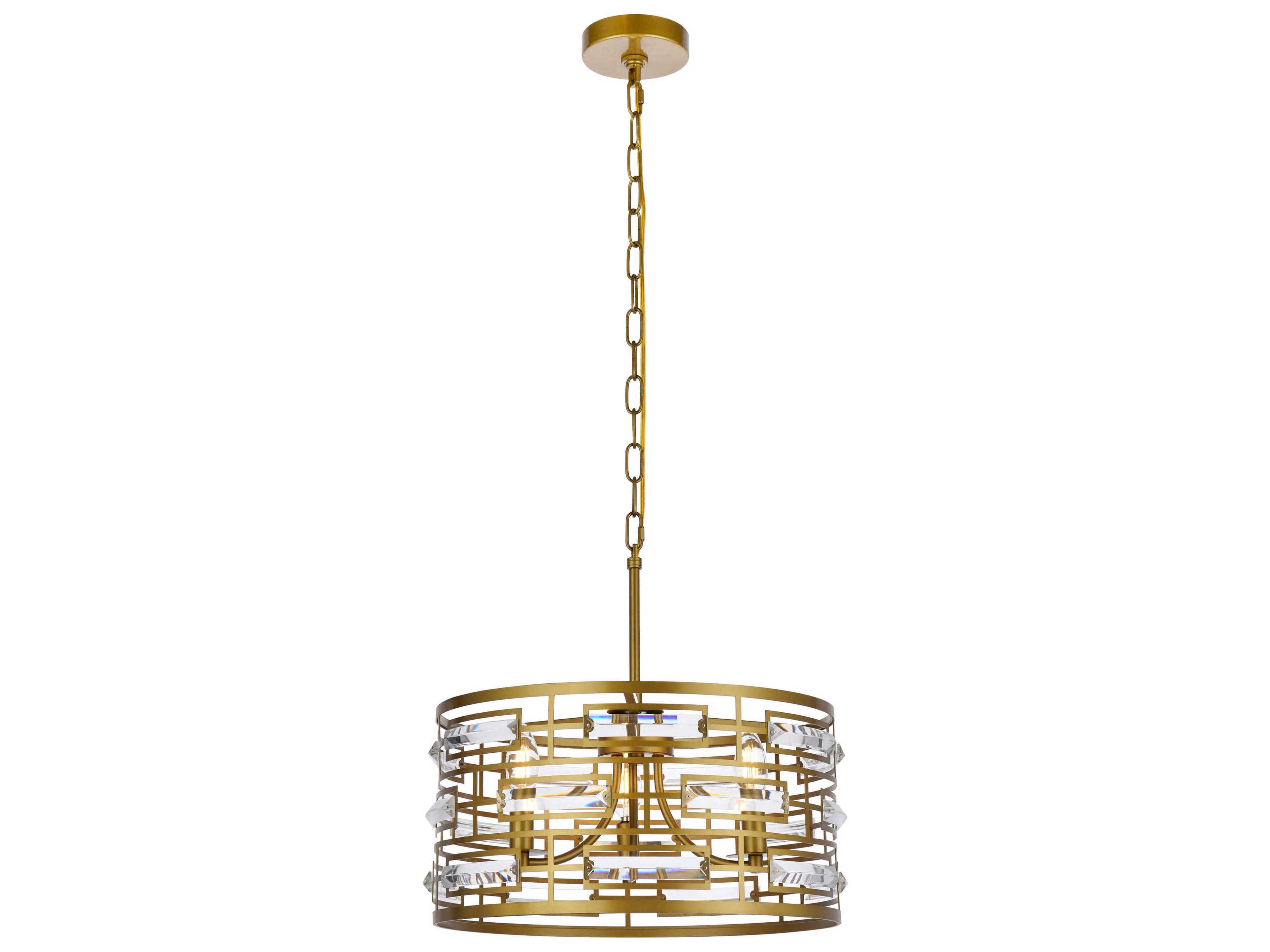 Kennedy 3-Light Brass Crystal Drum Chandelier
