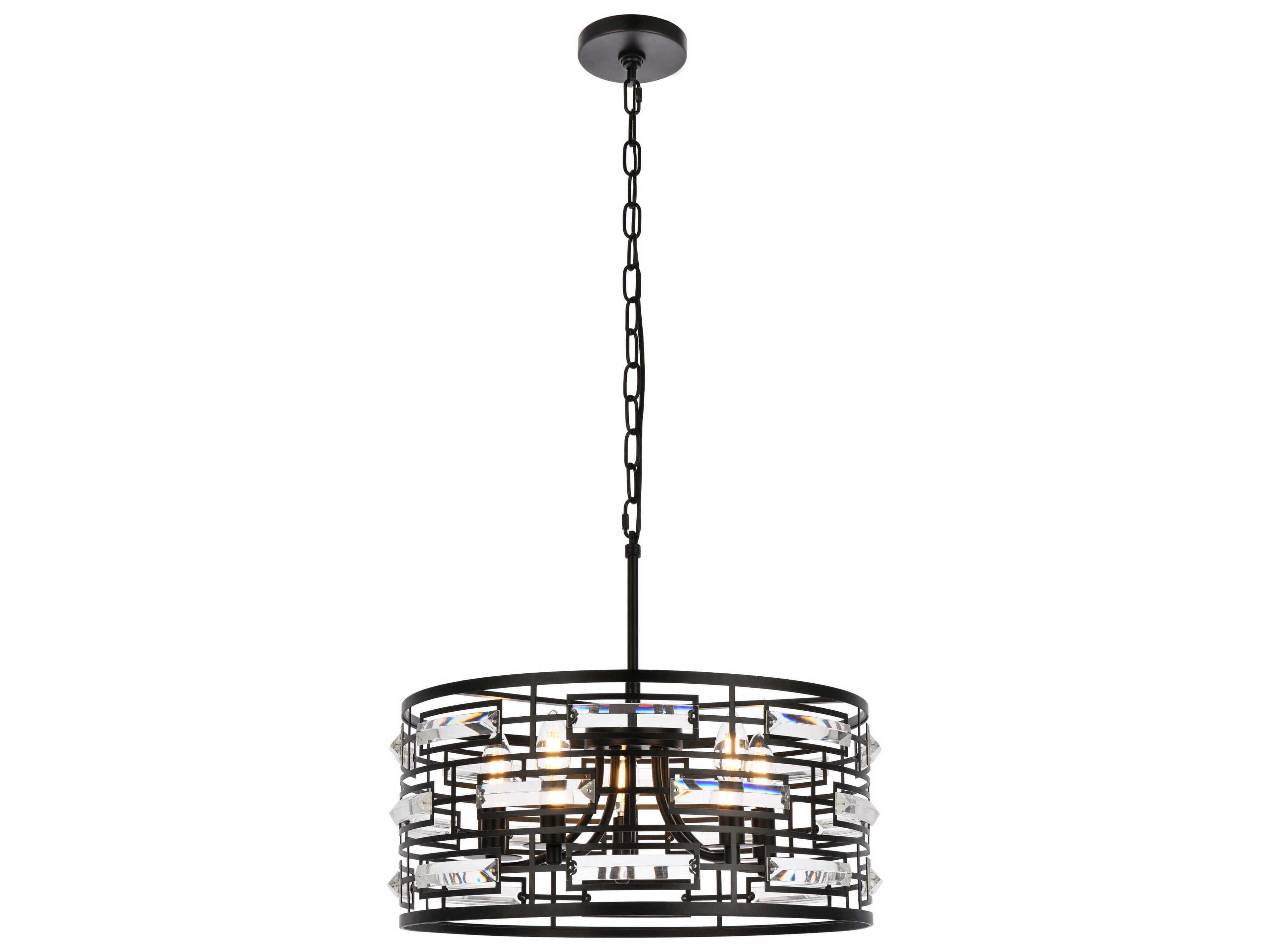 Kennedy 5-Light Black Crystal Drum Chandelier
