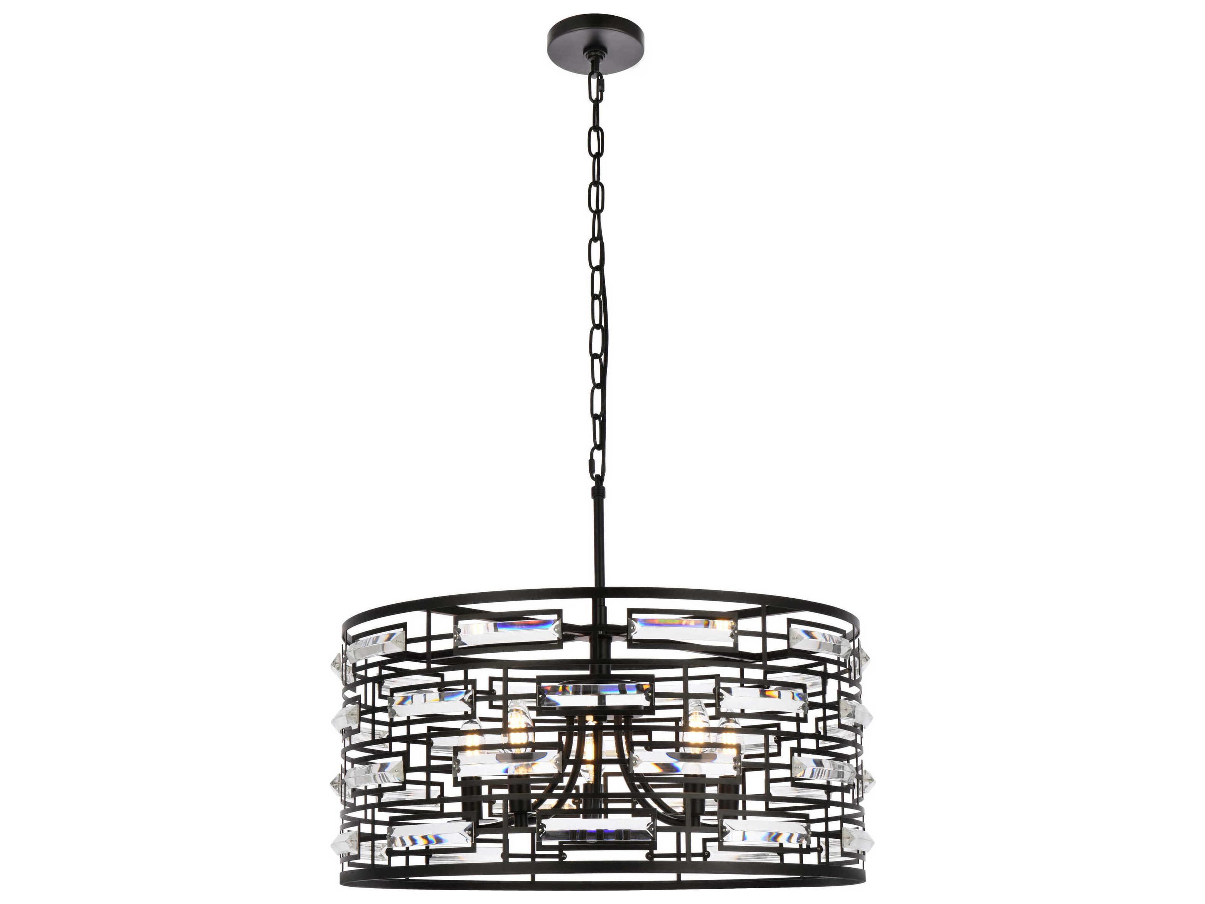 Kennedy 5-Light Black Crystal Drum Chandelier