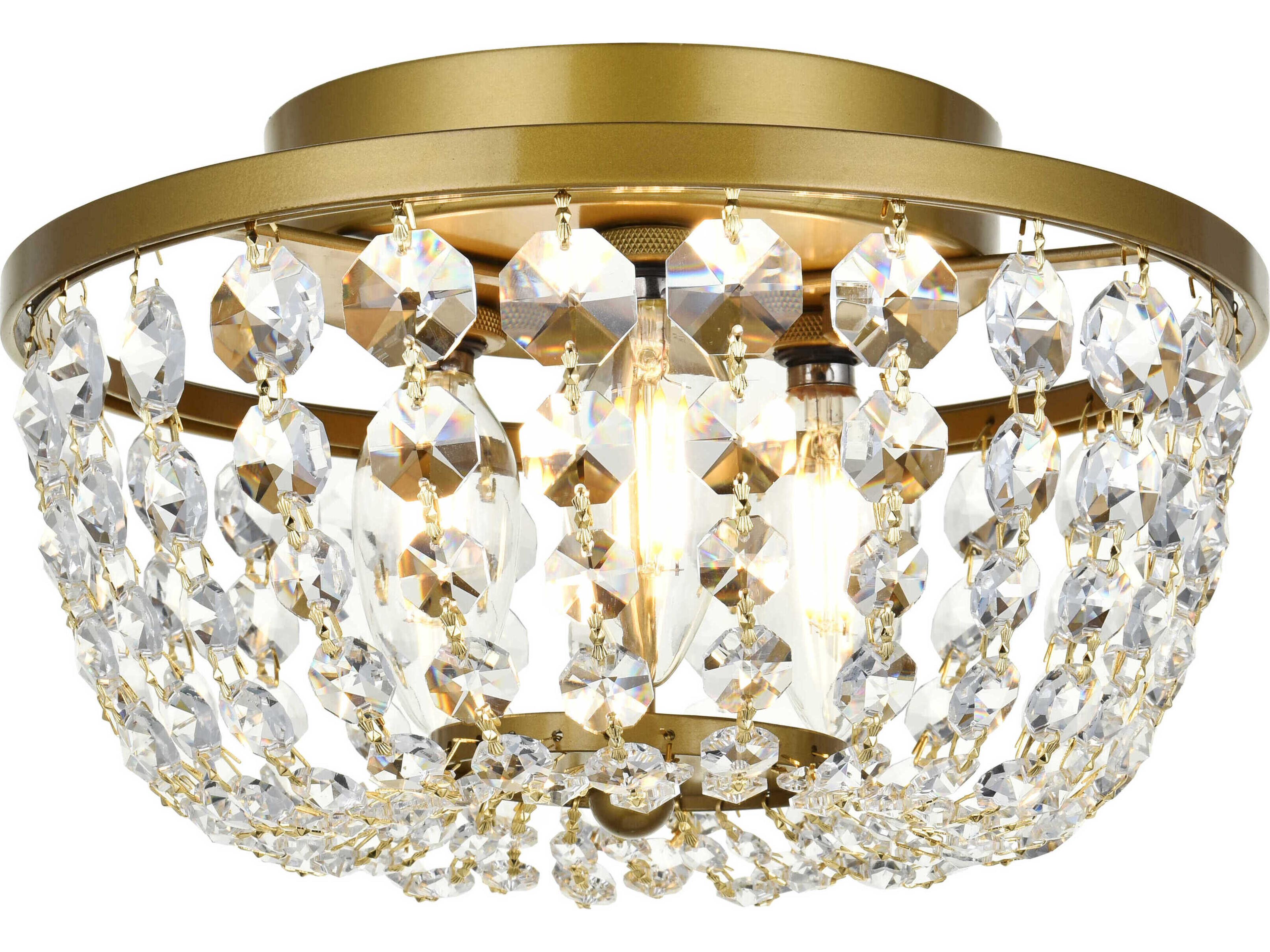 Cora 3-Light Brass Crystal Semi Flush Mount