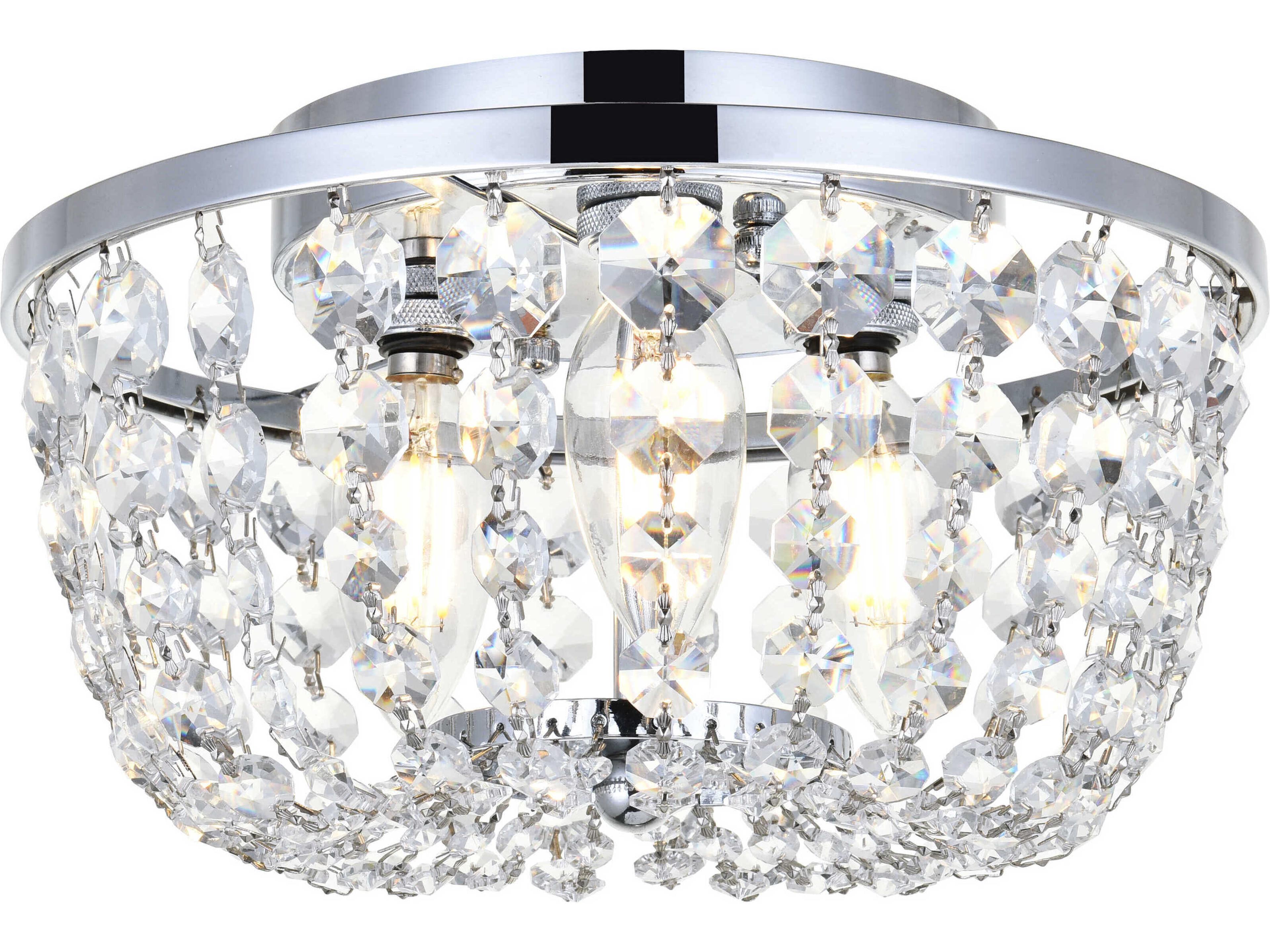 Cora 3-Light Chrome Crystal Semi Flush Mount