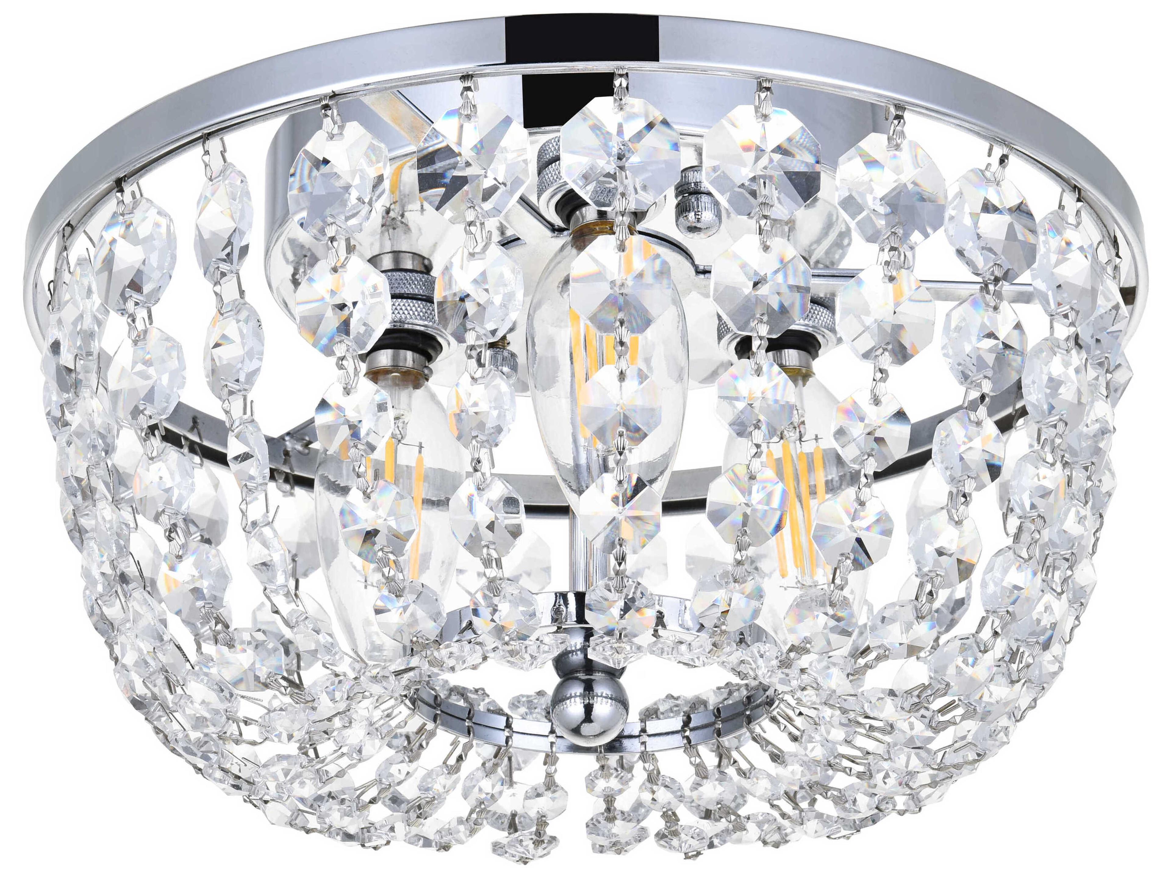 Elegant Lighting Cora 3-Light Chrome Crystal Semi Flush Mount