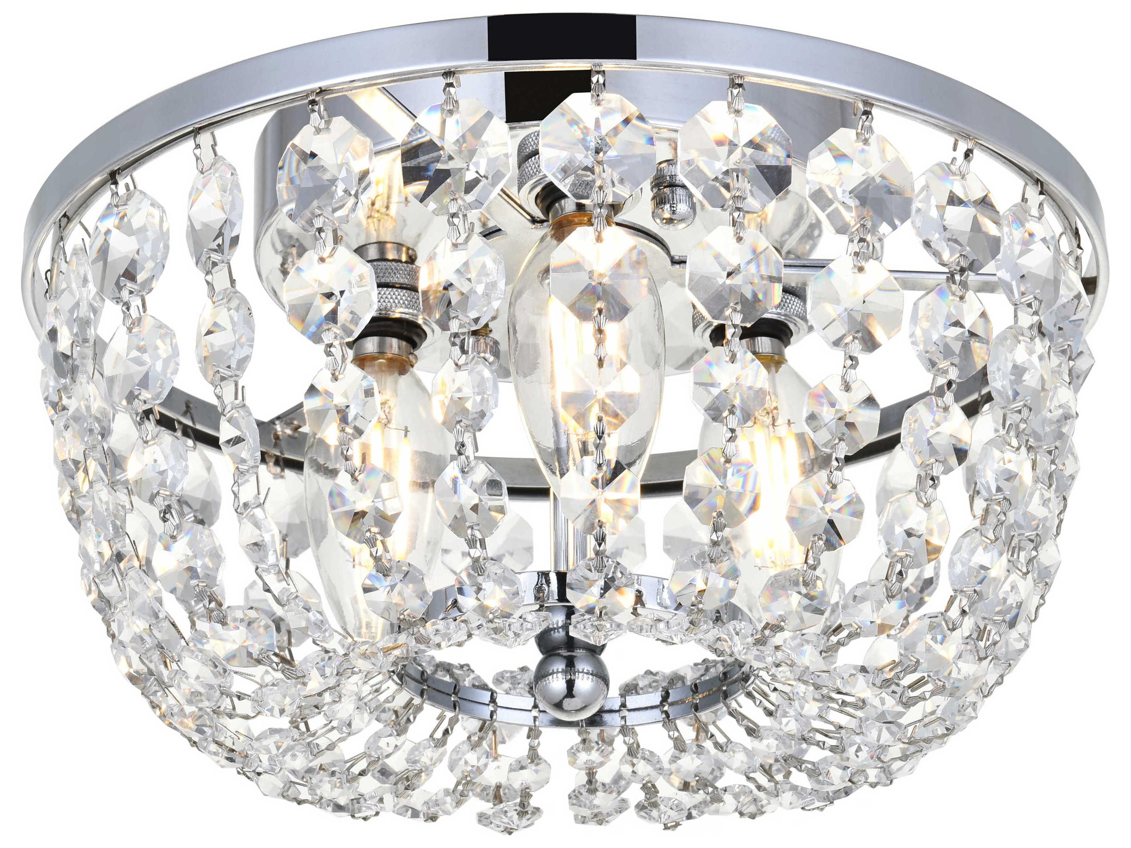 Elegant Lighting Cora 3-Light Chrome Crystal Semi Flush Mount