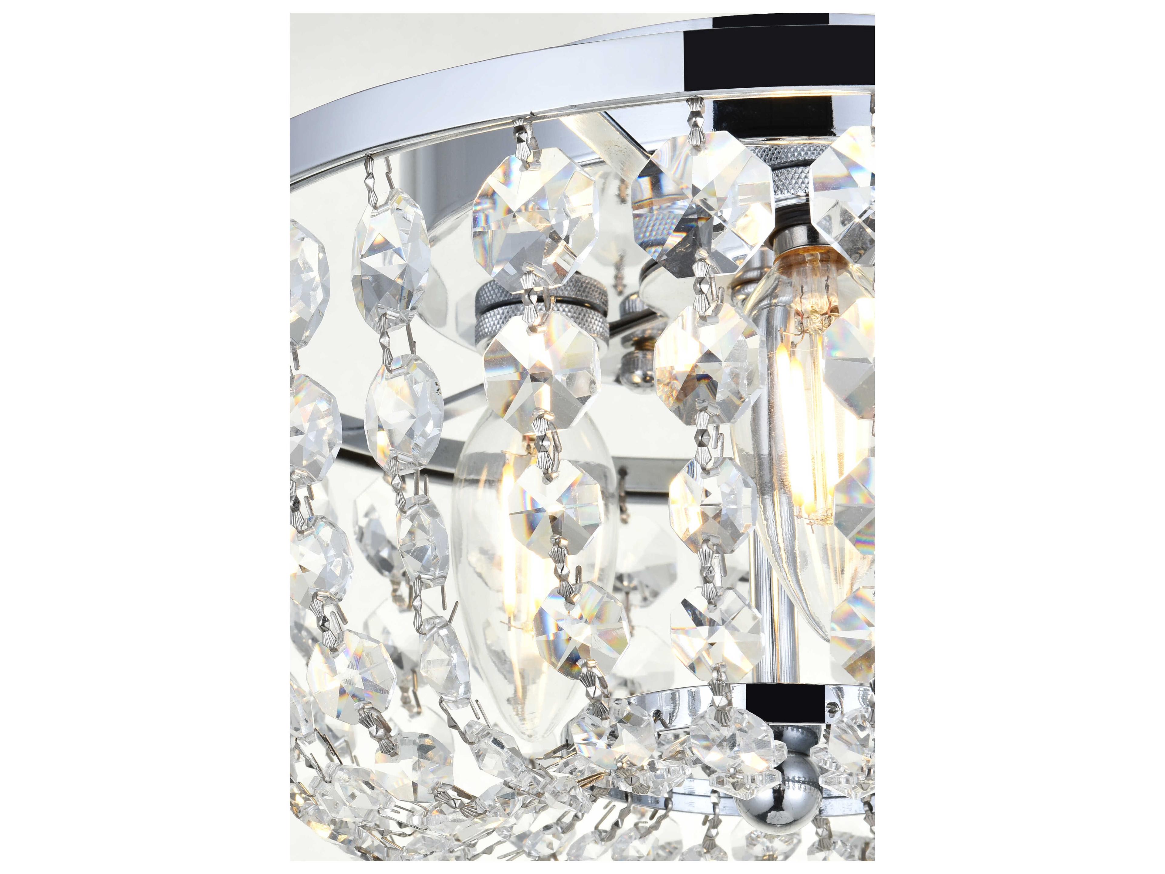 Elegant Lighting Cora 3-Light Chrome Crystal Semi Flush Mount