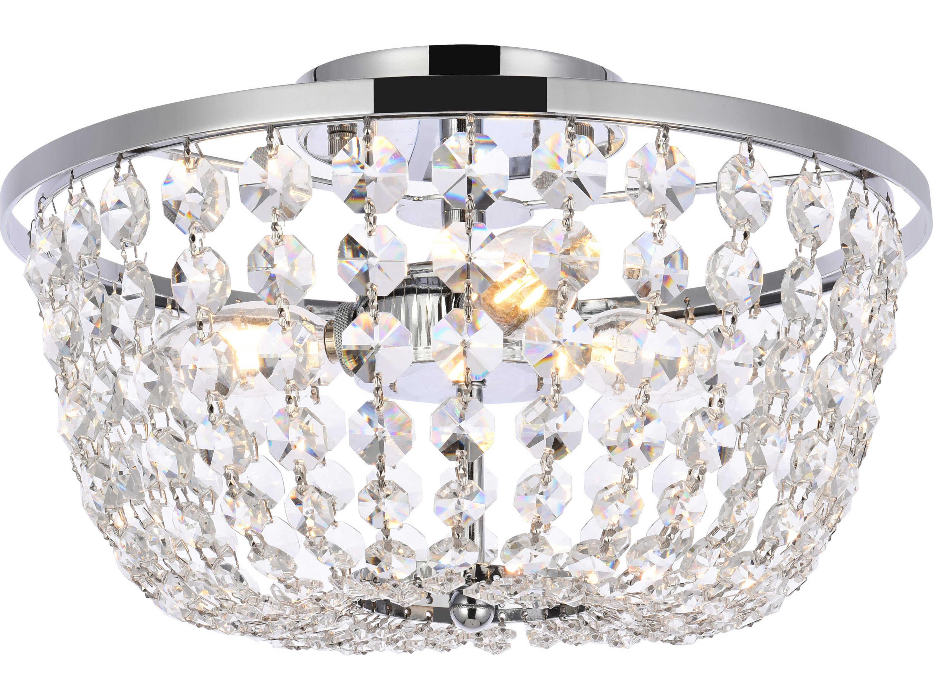 Cora 3-Light Chrome Crystal Semi Flush Mount