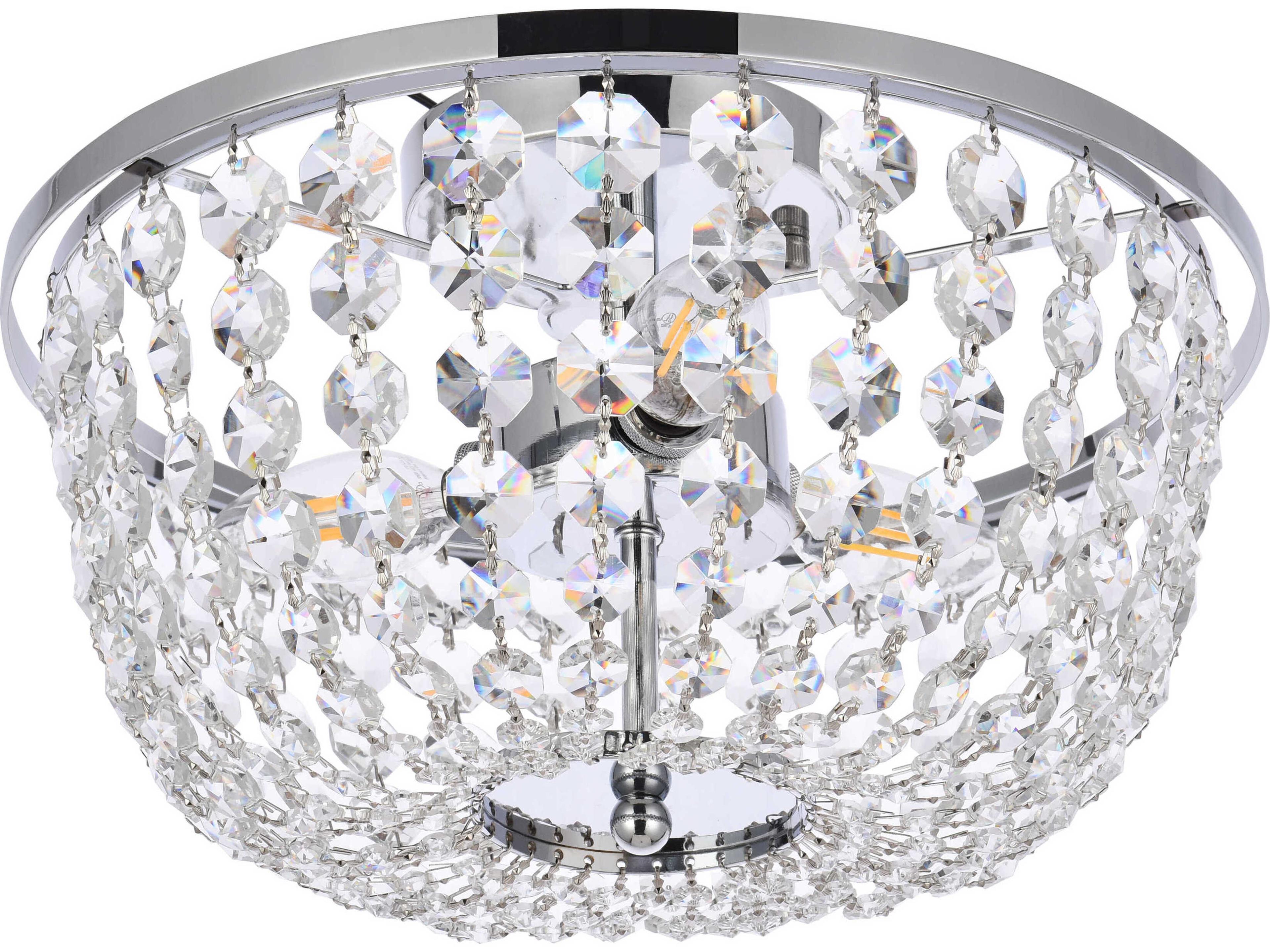 Elegant Lighting Cora 3-Light Chrome Crystal Semi Flush Mount