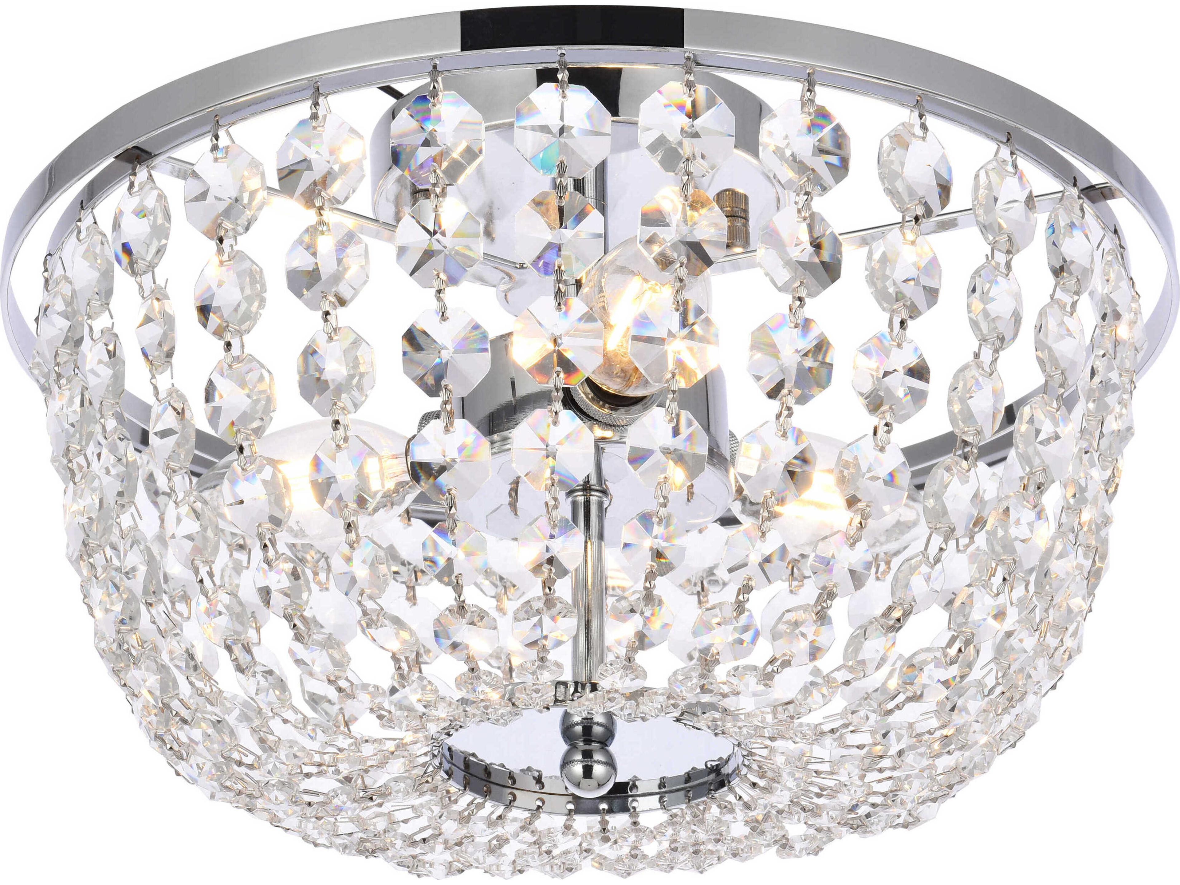 Elegant Lighting Cora 3-Light Chrome Crystal Semi Flush Mount